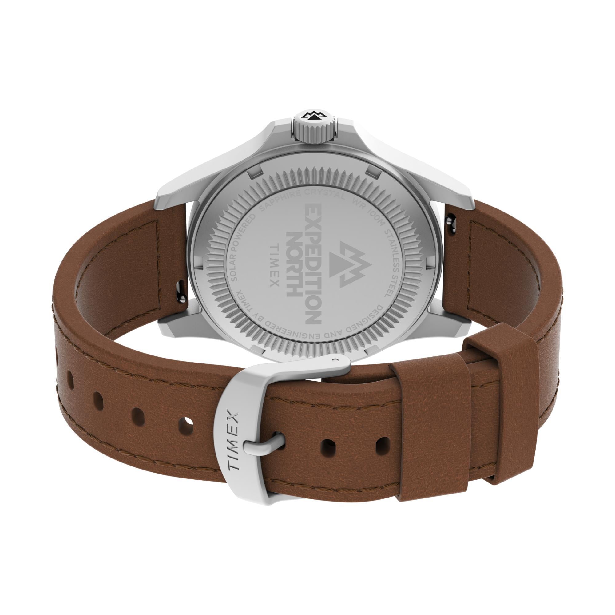 Timex Expedition North® Field Solar Blue Dial Men's Watch with Brown Leather Strap TW2V03600