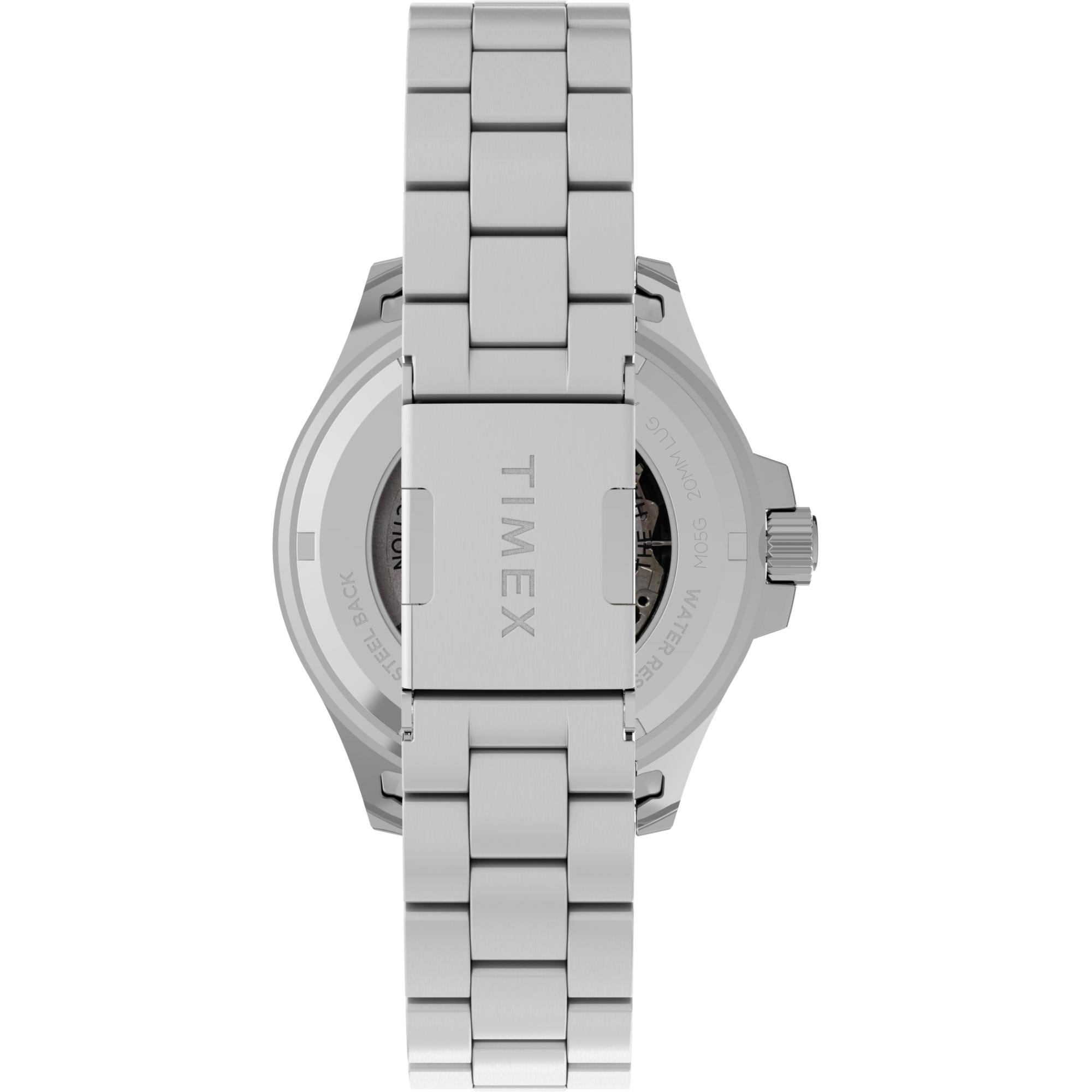 Timex Harborside Coast Automatic Silver-Tone Blue Dial with Red and Blue TR Bracelet Men's Watch TW2V72100