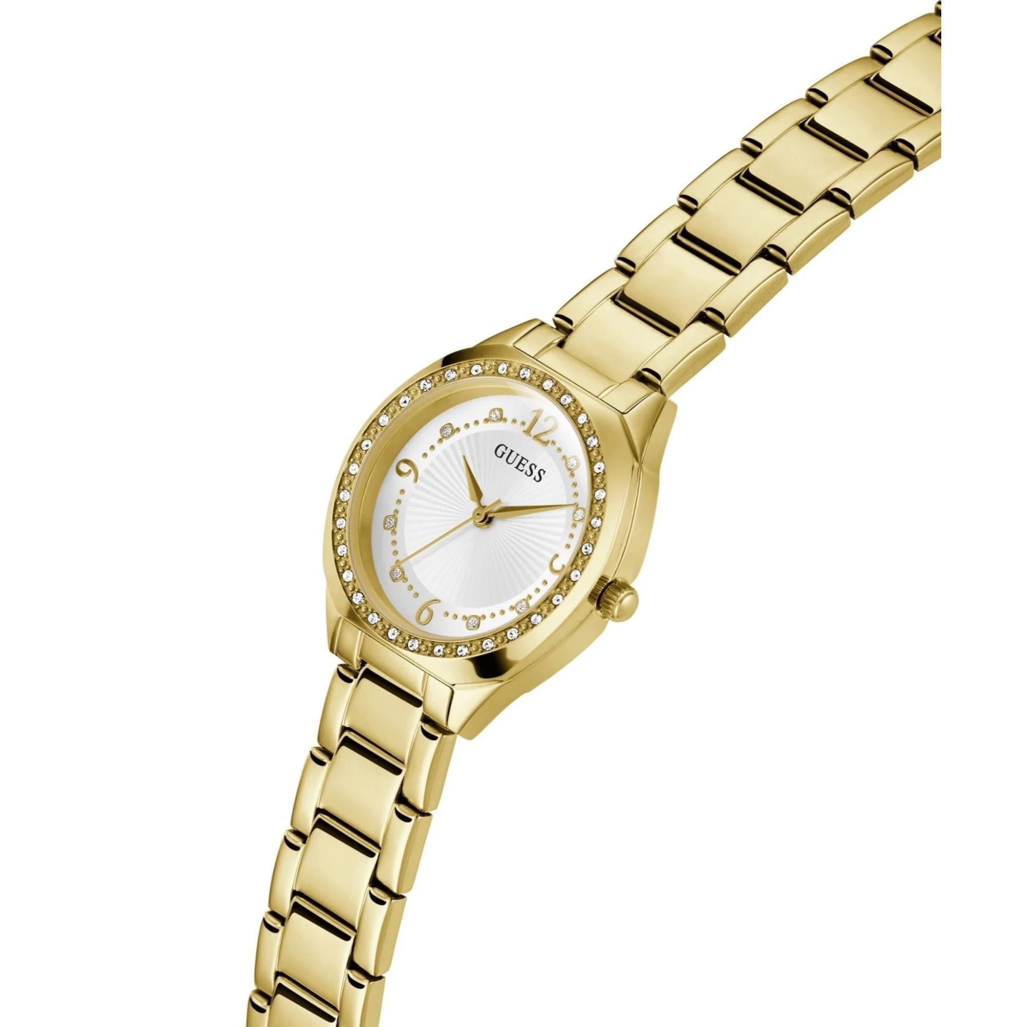 GUESS Gold Tone Analog White Dial Ladies Watch GW0767L2