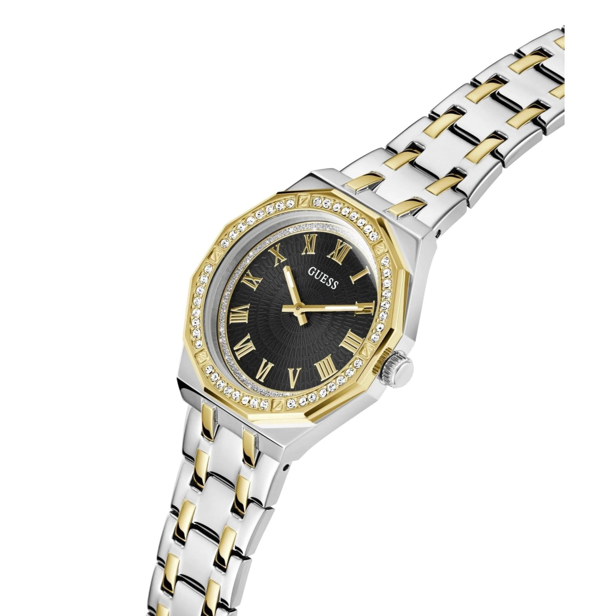GUESS Two-Tone Stainless Steel Analog Black Dial Ladies Watch GW0770L4