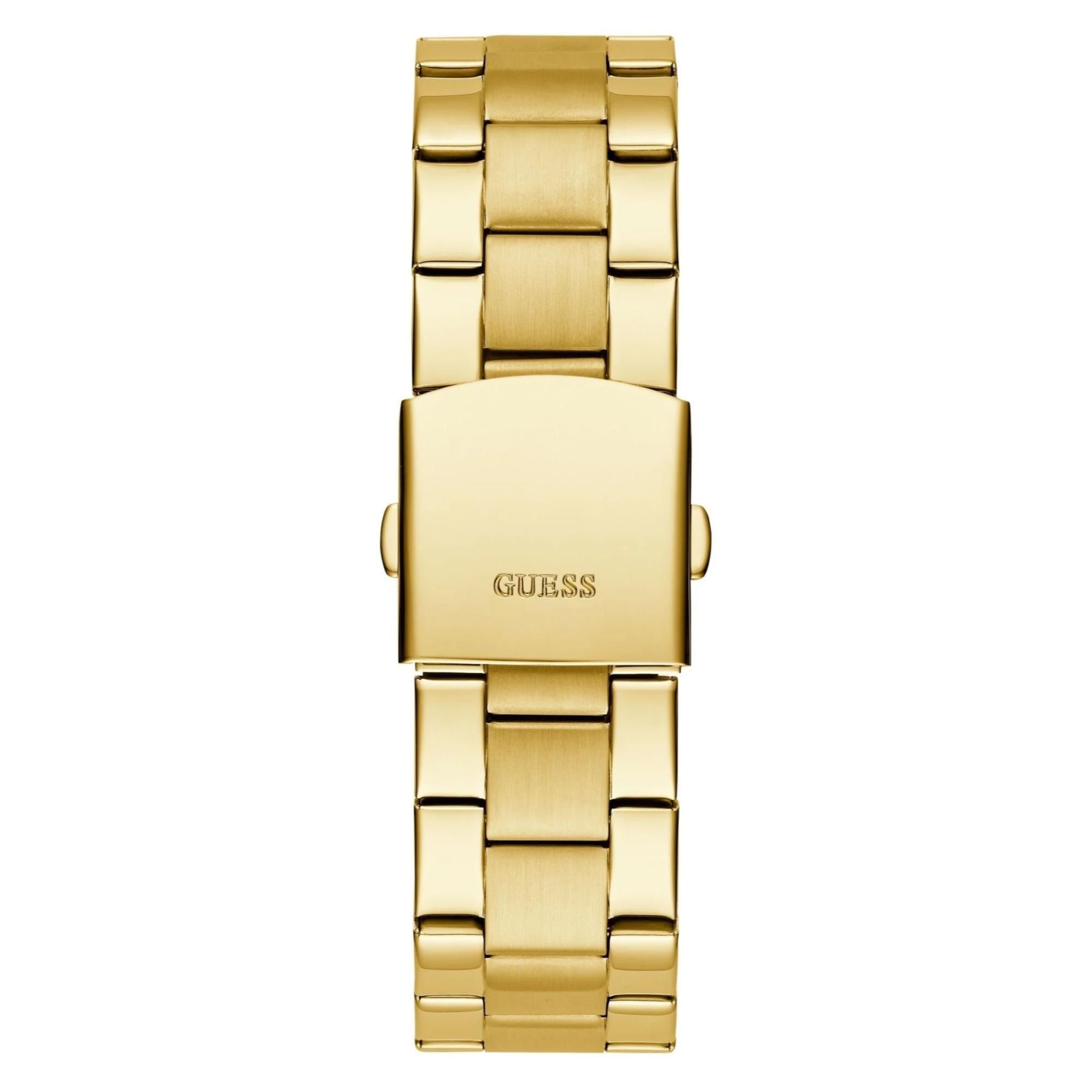 GUESS Badge Analogue Quartz Gold Dial Steel Strap Men's Watch GW0782G1