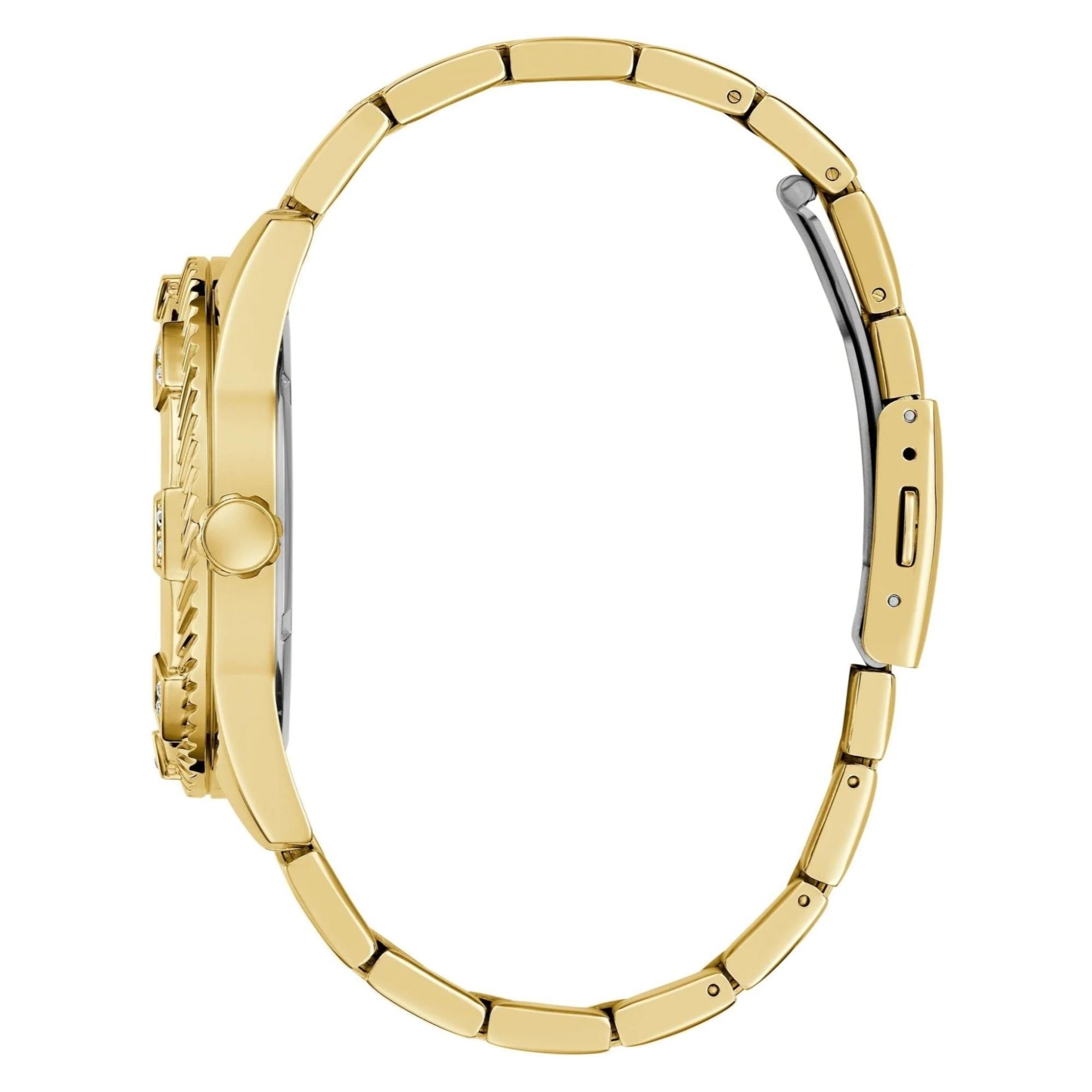 GUESS Gents Beast Gold Tone Recycled Steel with Eco-Friendly Elegance Black Dial Men's Watch GW0783G1