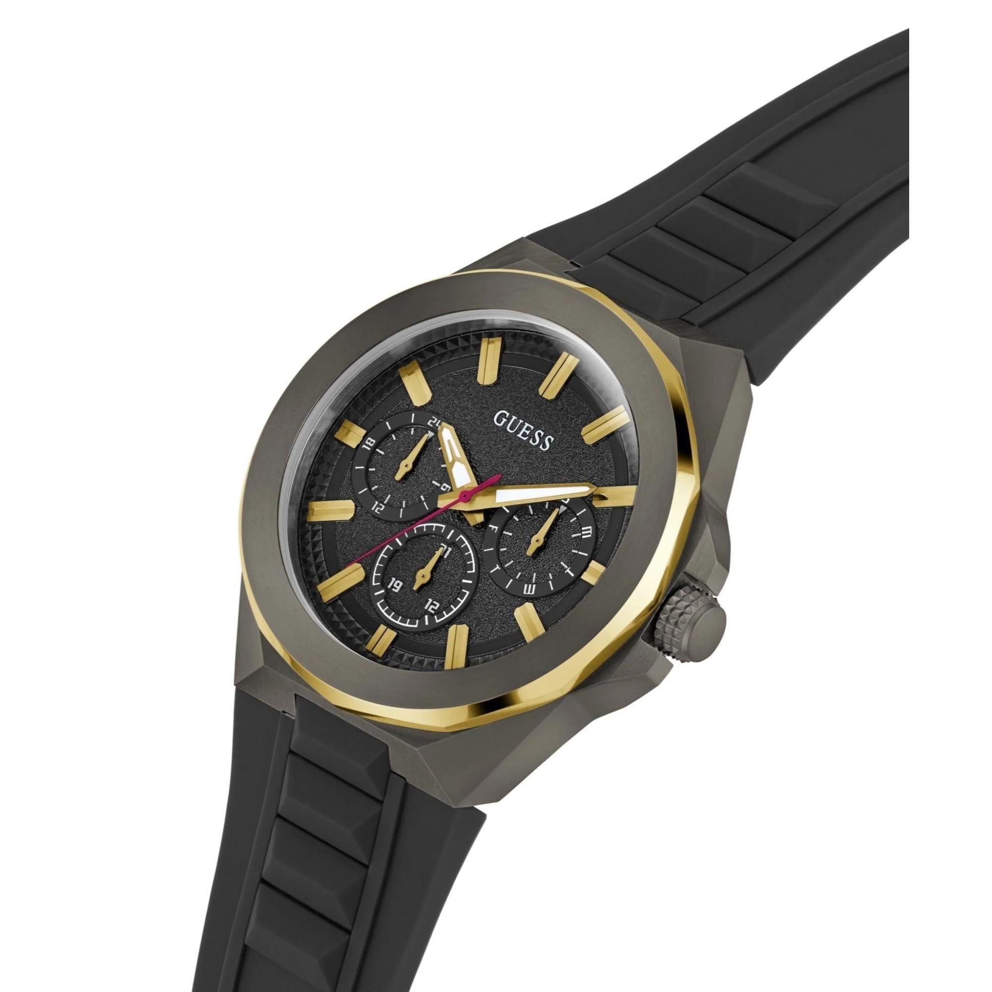 GUESS Multifunction Gents Dashboard Two-Tone Silicone Strap Black Dial Men’s Watch GW0799G1