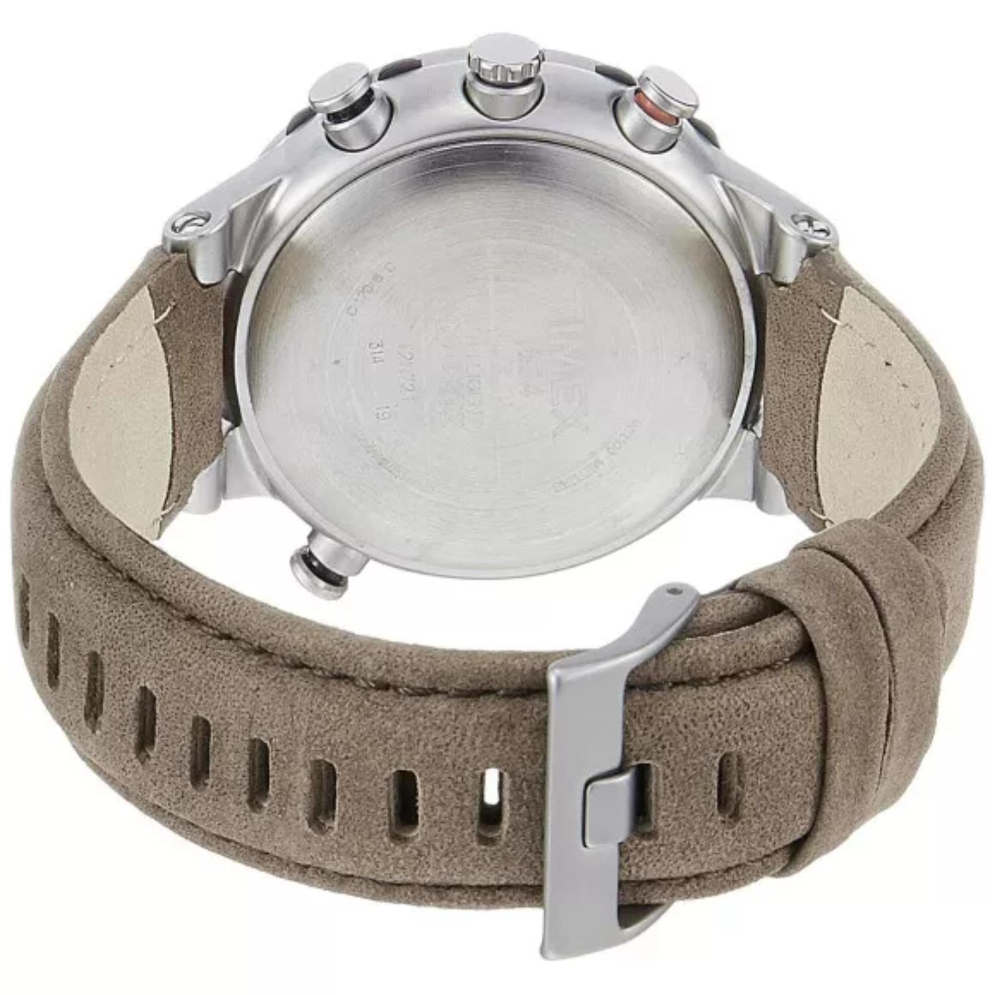 Timex IQ Tide Temp Compass Cream Dial Brown Leather Strap Men’s Watch T2N721