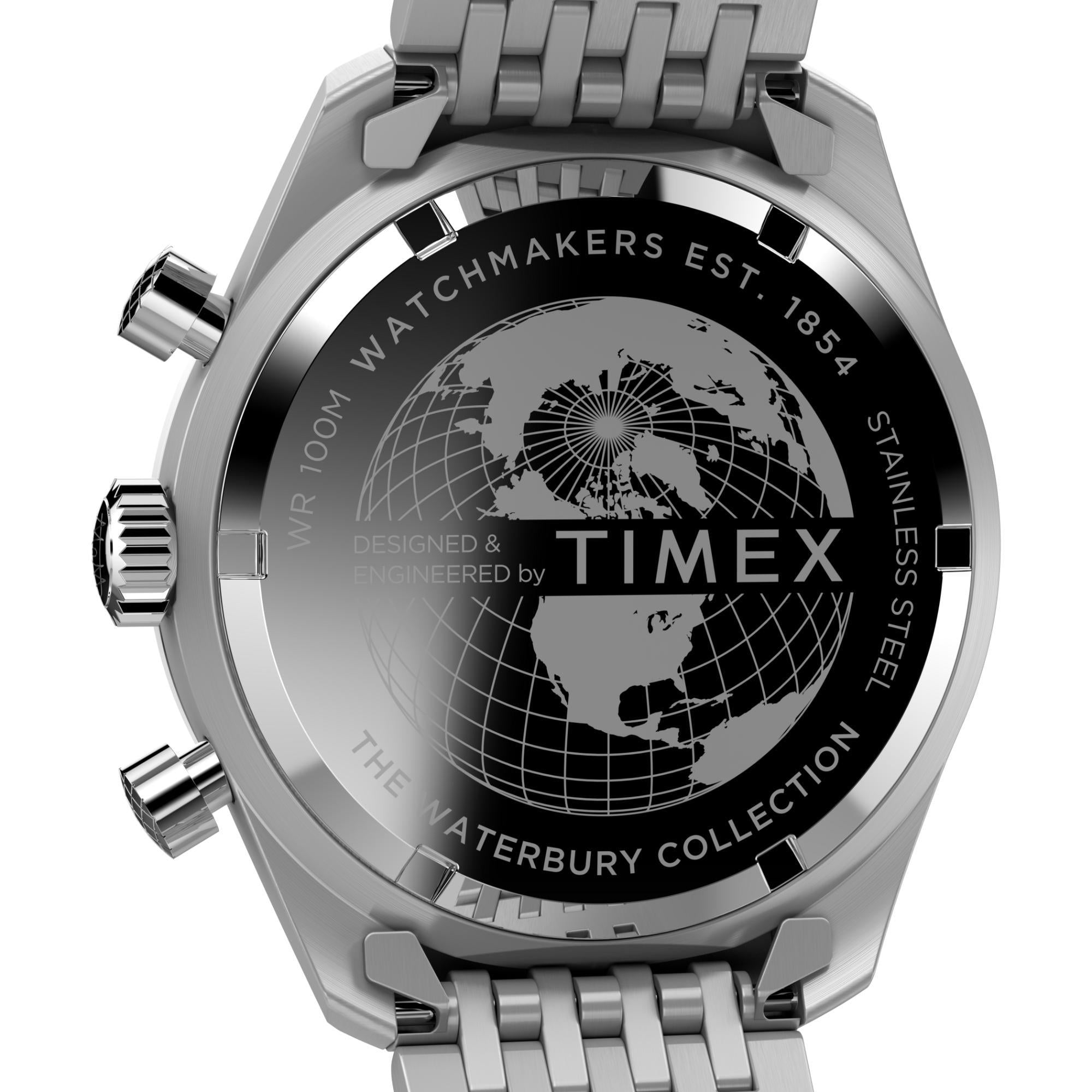Timex Waterbury Quartz Chronograph Silver Dial Steel Strap Men’s Watch TW2V42400