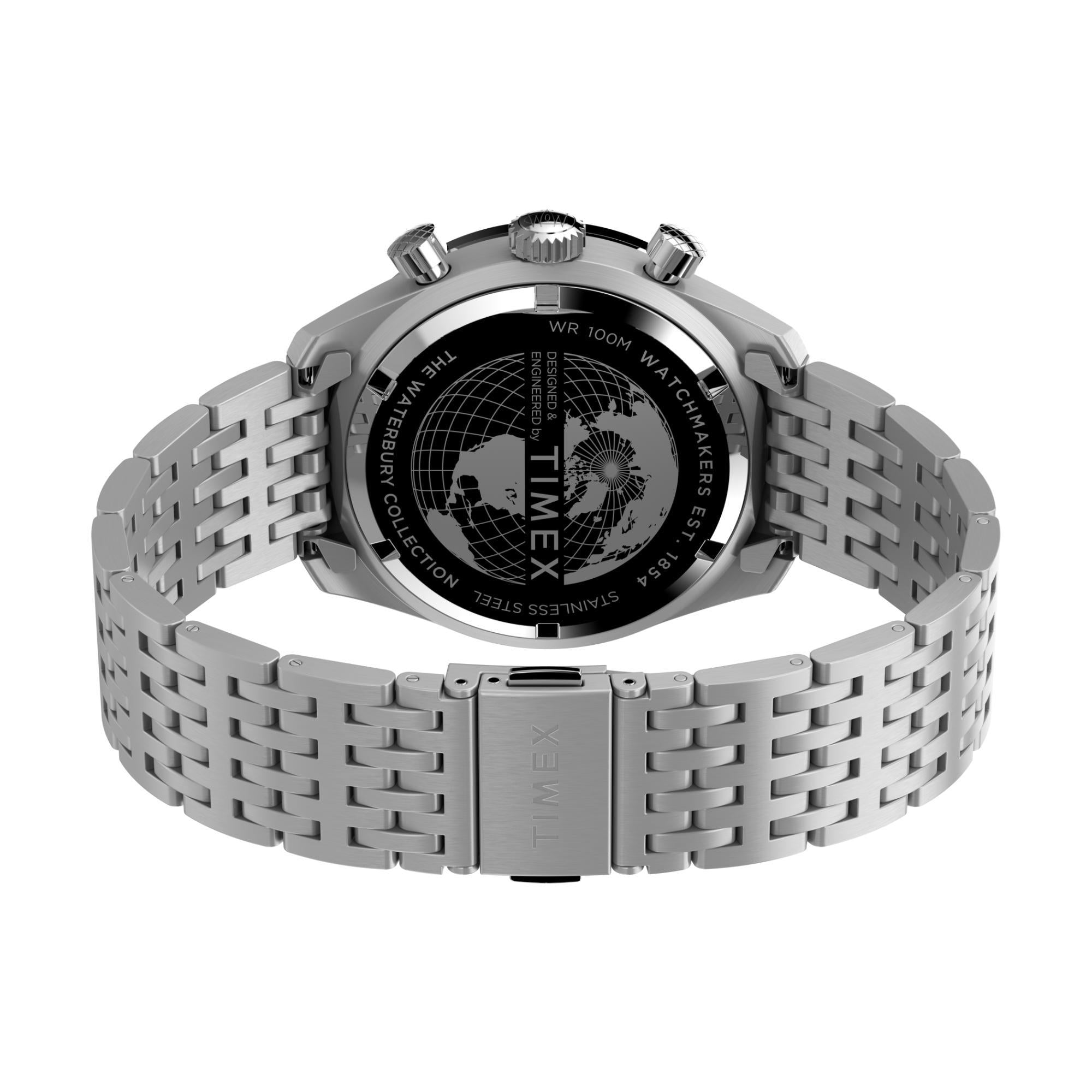 Timex Waterbury Quartz Chronograph Silver Dial Steel Strap Men’s Watch TW2V42400