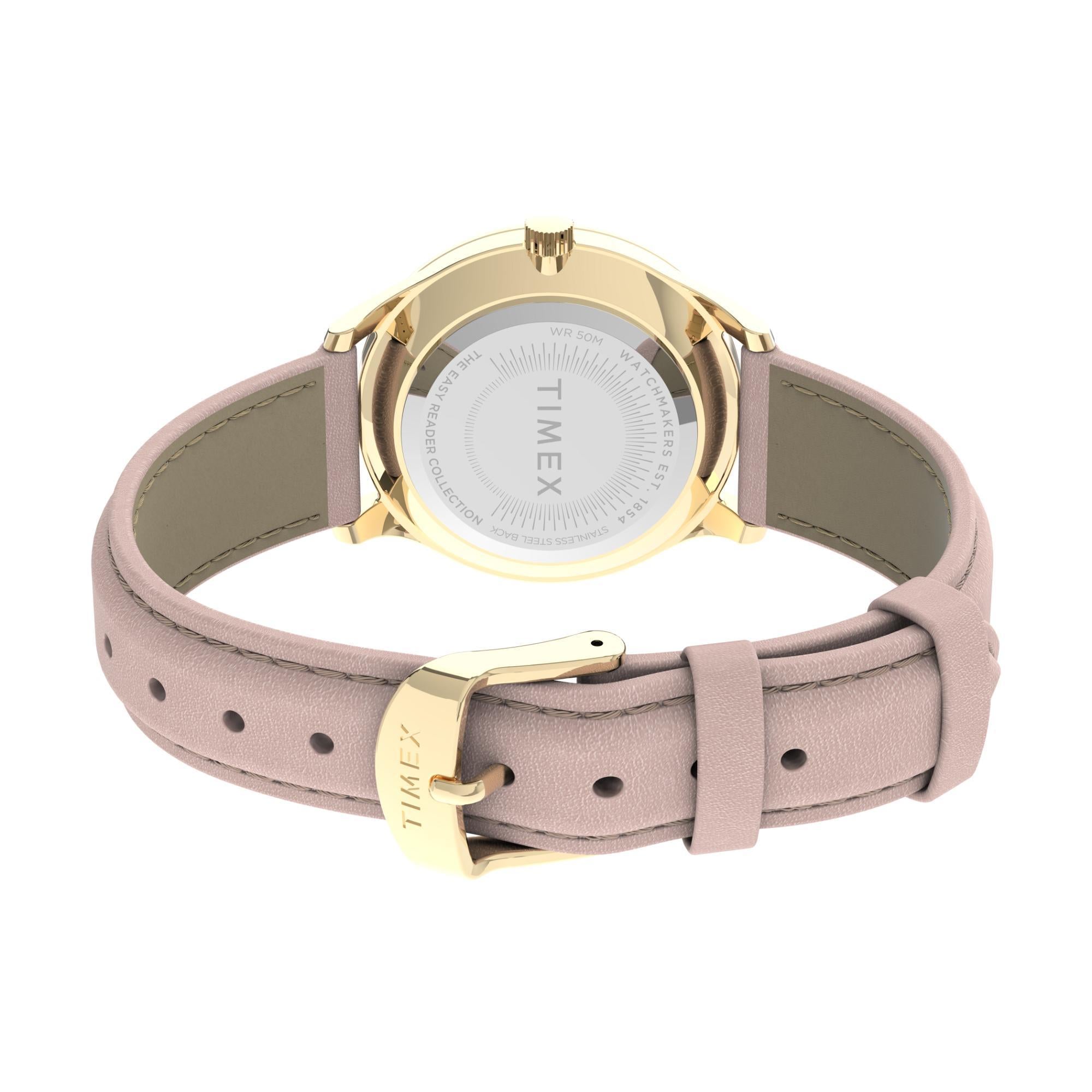Timex Women’s Modern Easy Reader Gold-Tone Case Pink Strap Watch TW2V25200
