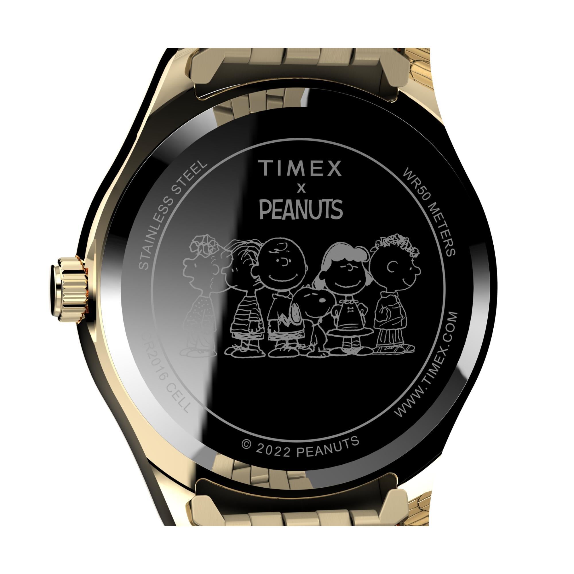 Timex Peanuts x Waterbury Legacy Gold-Tone Case and Bracelet Snoopy & Woodstock Watch TW2V47300