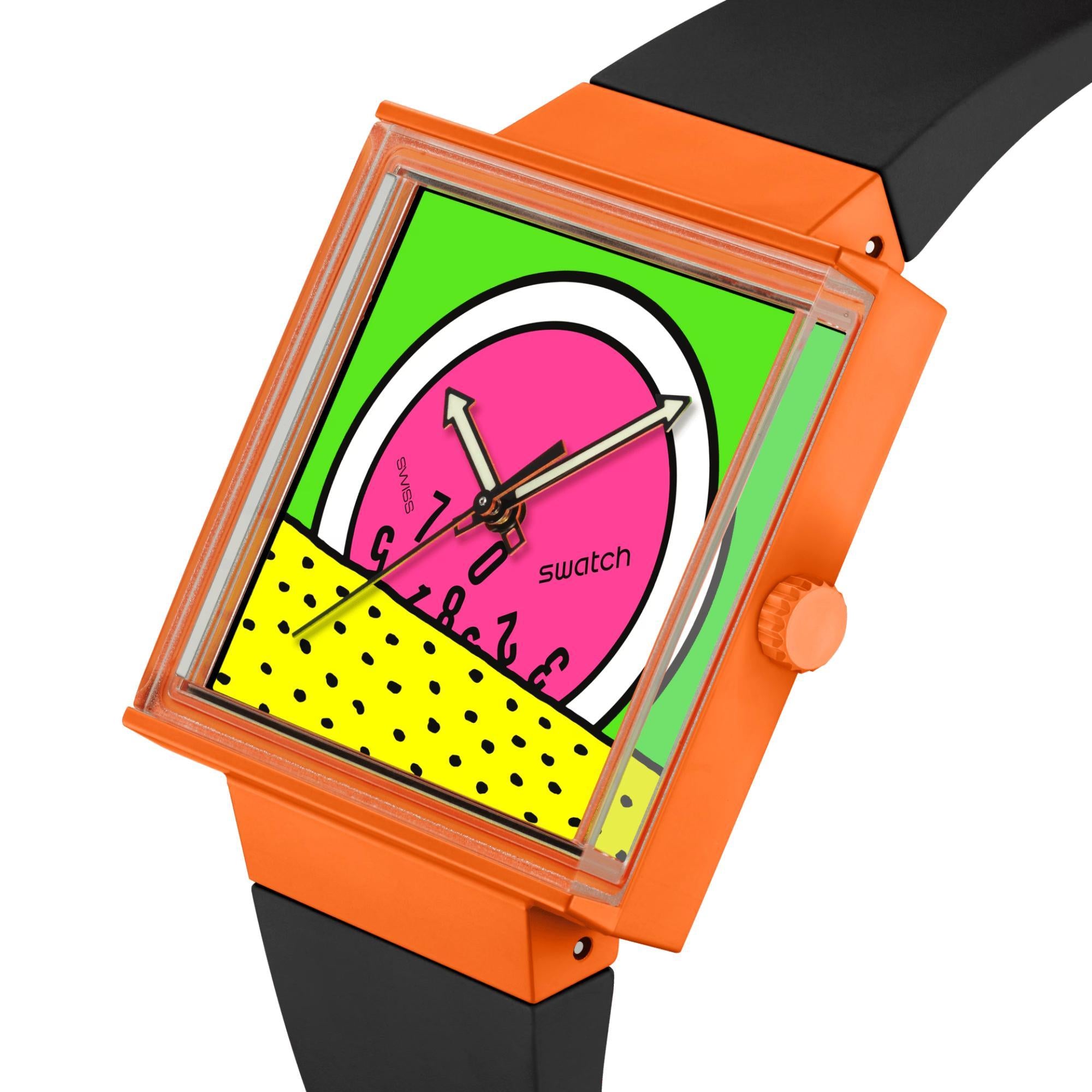 Swatch Break Free Break Time Green Dial Silicone Strap Women’s Watch SO34Z101