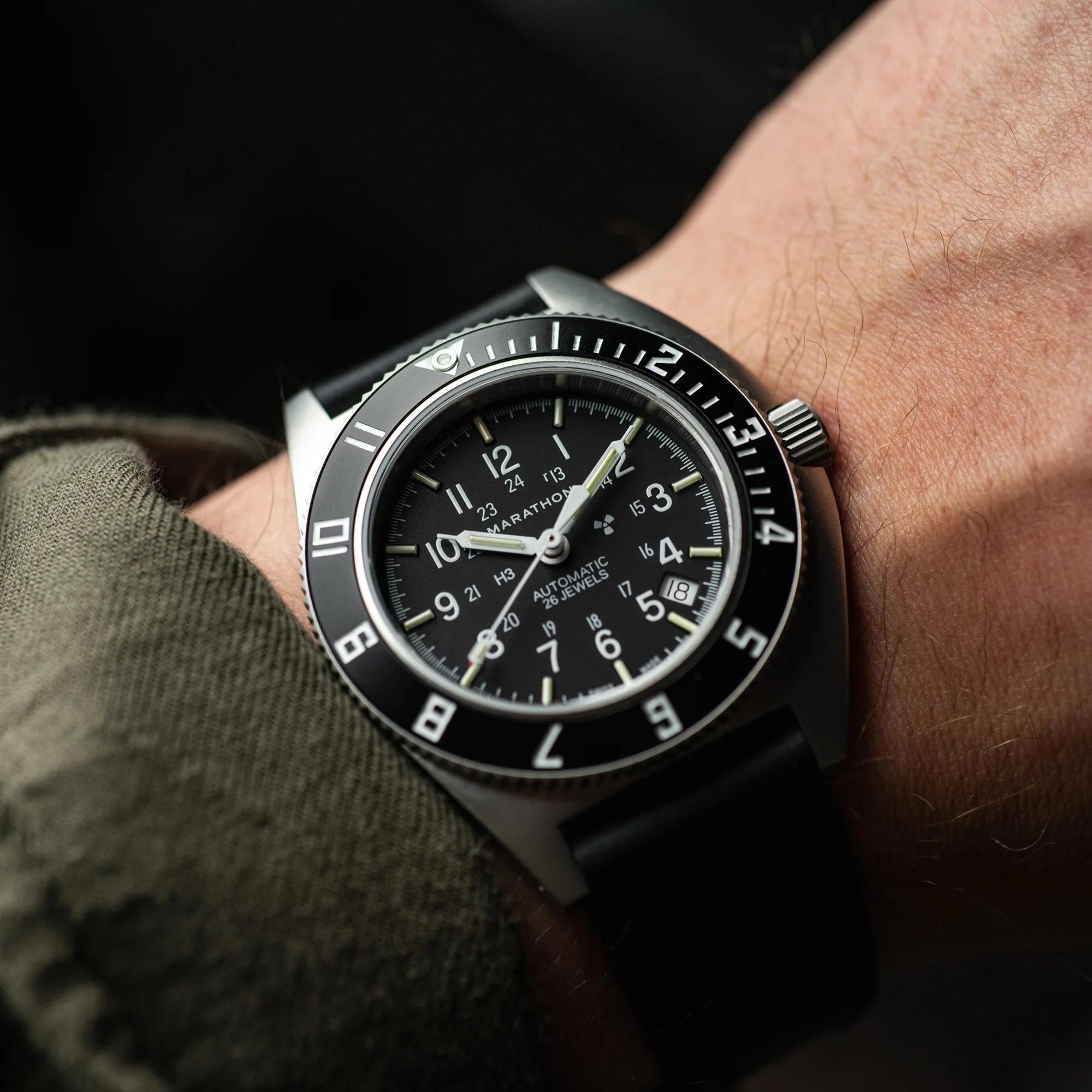 Marathon Steel Navigator Automatic (SSNAV-D AUTO) on Nylon DEFSTAN Black Dial Men's Watch WW194030SS-0103