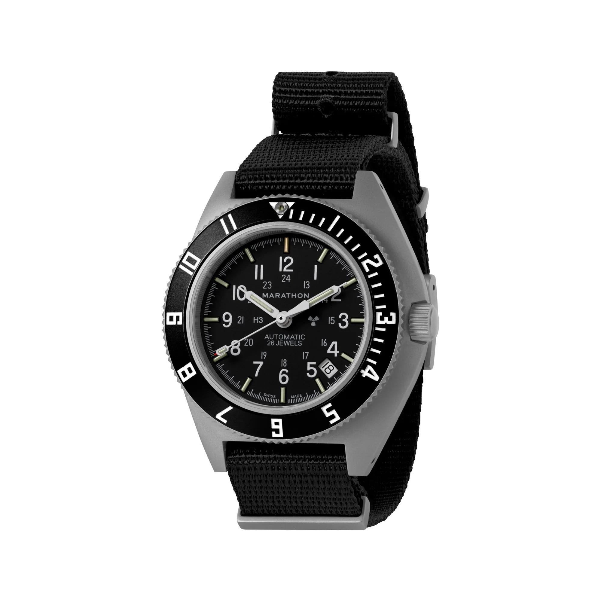 Marathon Steel Navigator Automatic (SSNAV-D AUTO) on Nylon DEFSTAN Black Dial Men's Watch WW194030SS-0103