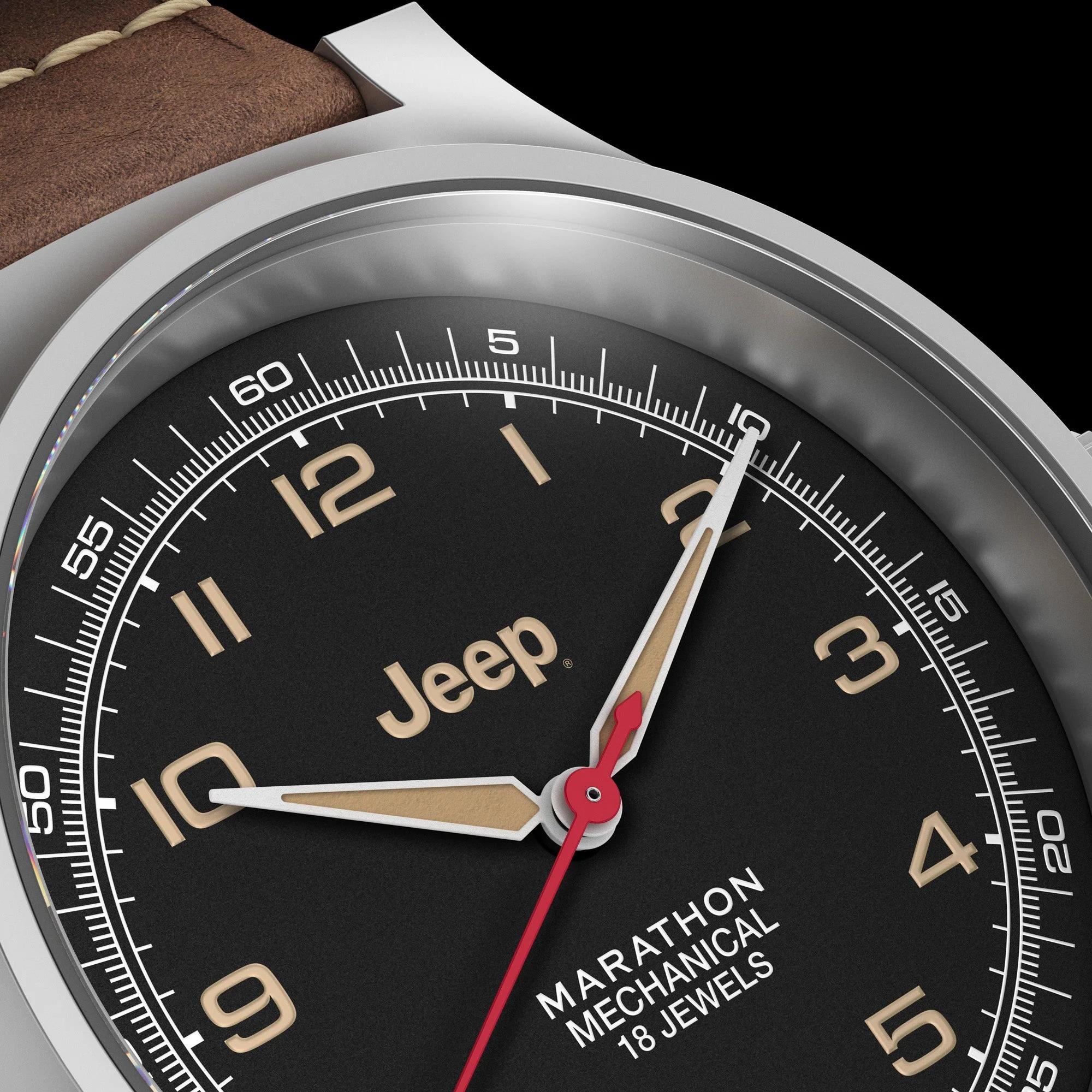 Marathon Jeep® Willys Officer's Mechanical Stainless Steel Black Dial Men's Watch (SSGPM) WW194033SS-4001