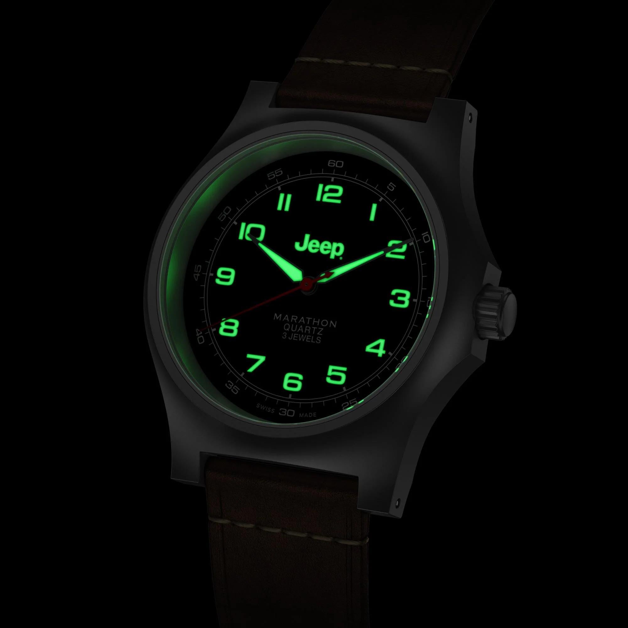 Marathon Jeep® Willys Officer's Quartz Stainless Steel Black Dial Men's Watch (SSGPQ) WW194034SS-4001