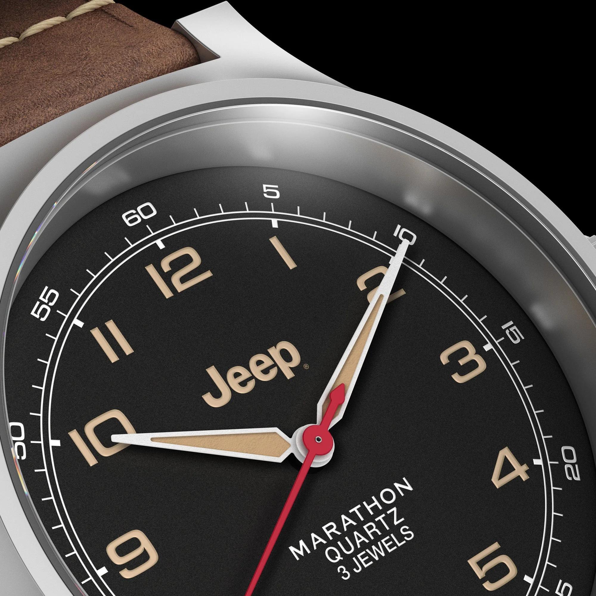 Marathon Jeep® Willys Officer's Quartz Stainless Steel Black Dial Men's Watch (SSGPQ) WW194034SS-4001
