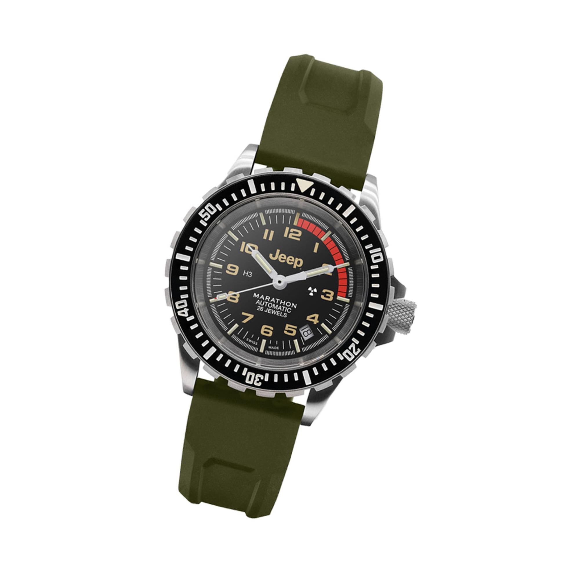 Marathon Jeep® Rubicon Diver's Automatic Stainless Steel Black Dial Men's Watch (GSAR) WW194006SS-4101