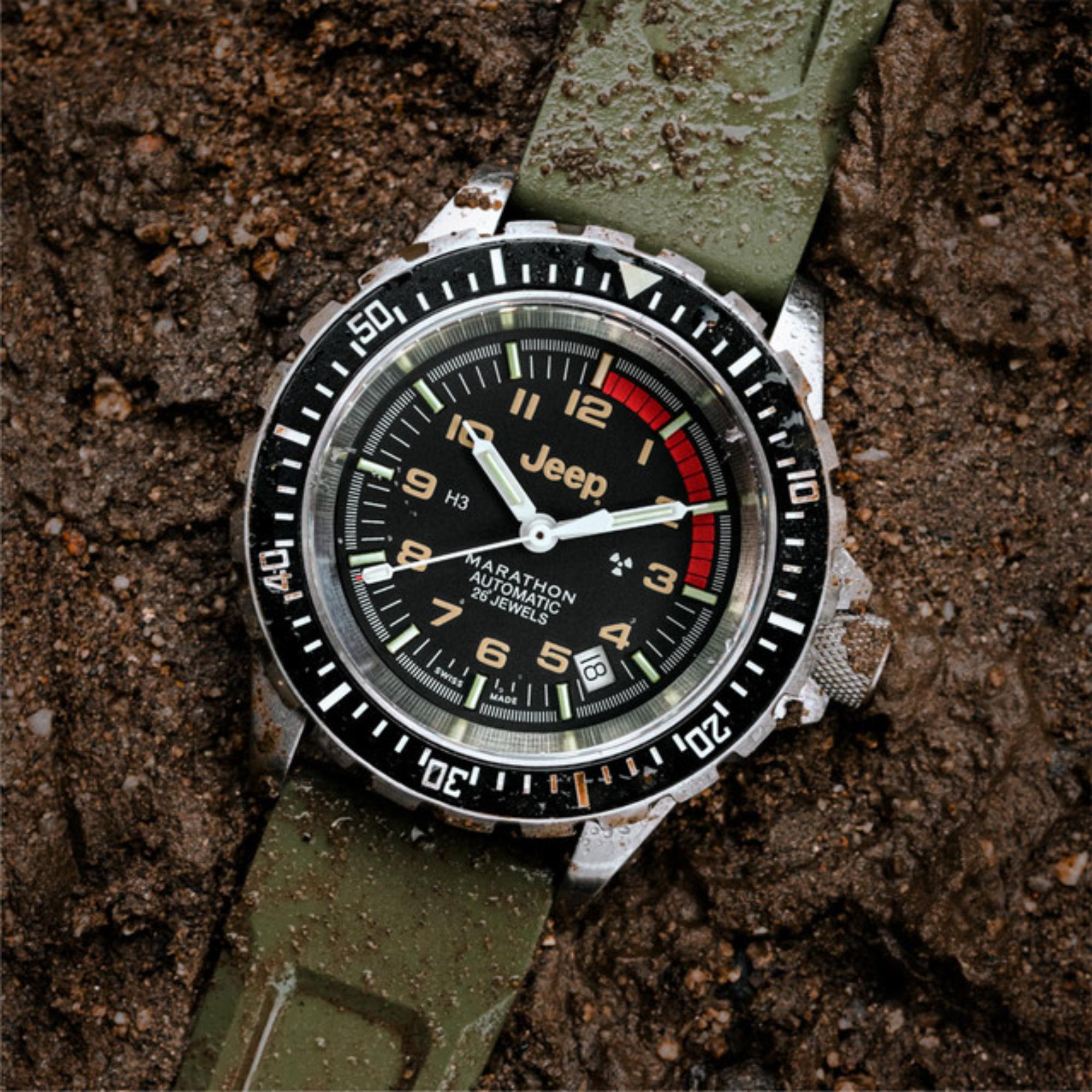 Marathon Jeep® Rubicon Diver's Automatic Stainless Steel Black Dial Men's Watch (GSAR) WW194006SS-4101