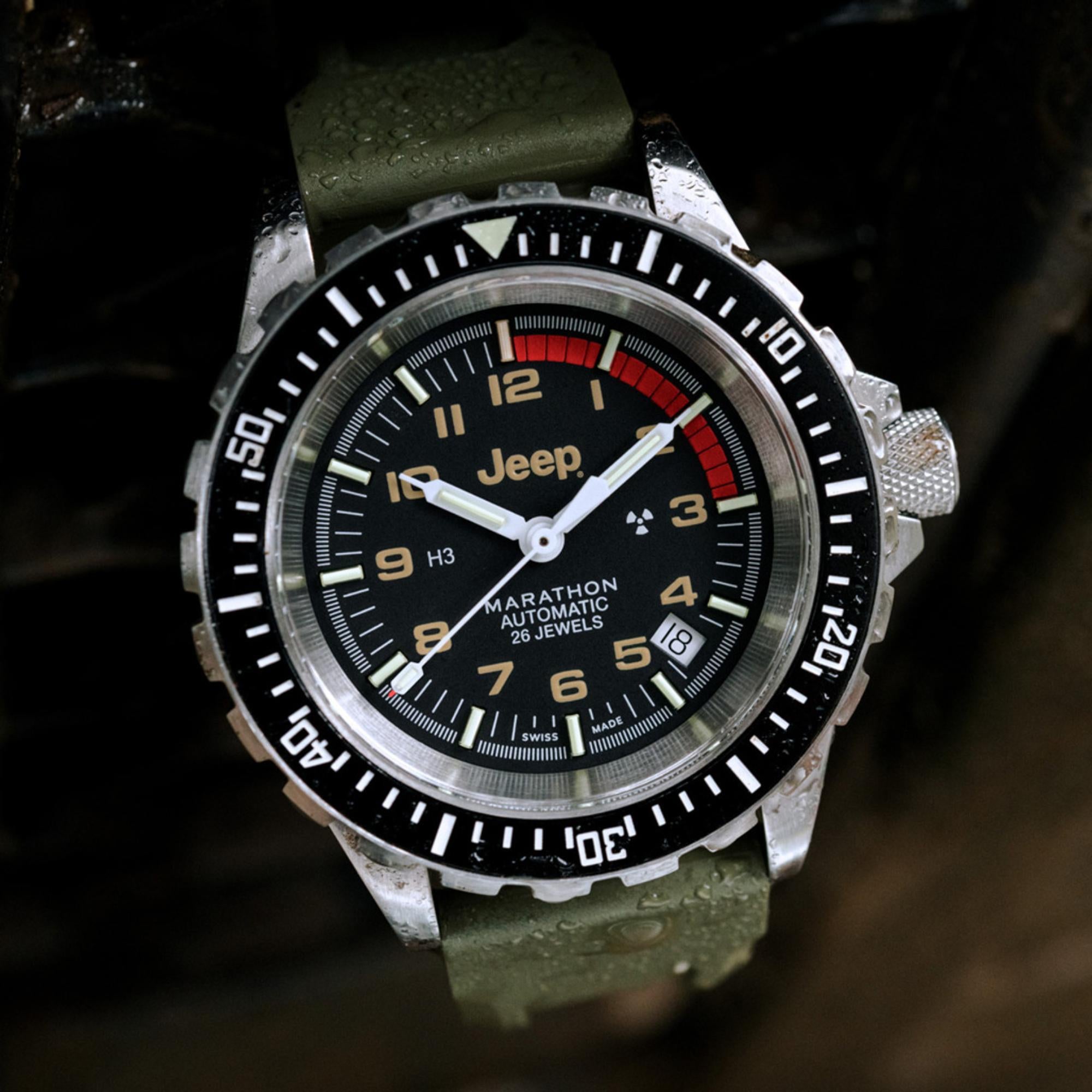 Marathon Jeep® Rubicon Diver's Automatic Stainless Steel Black Dial Men's Watch (GSAR) WW194006SS-4101