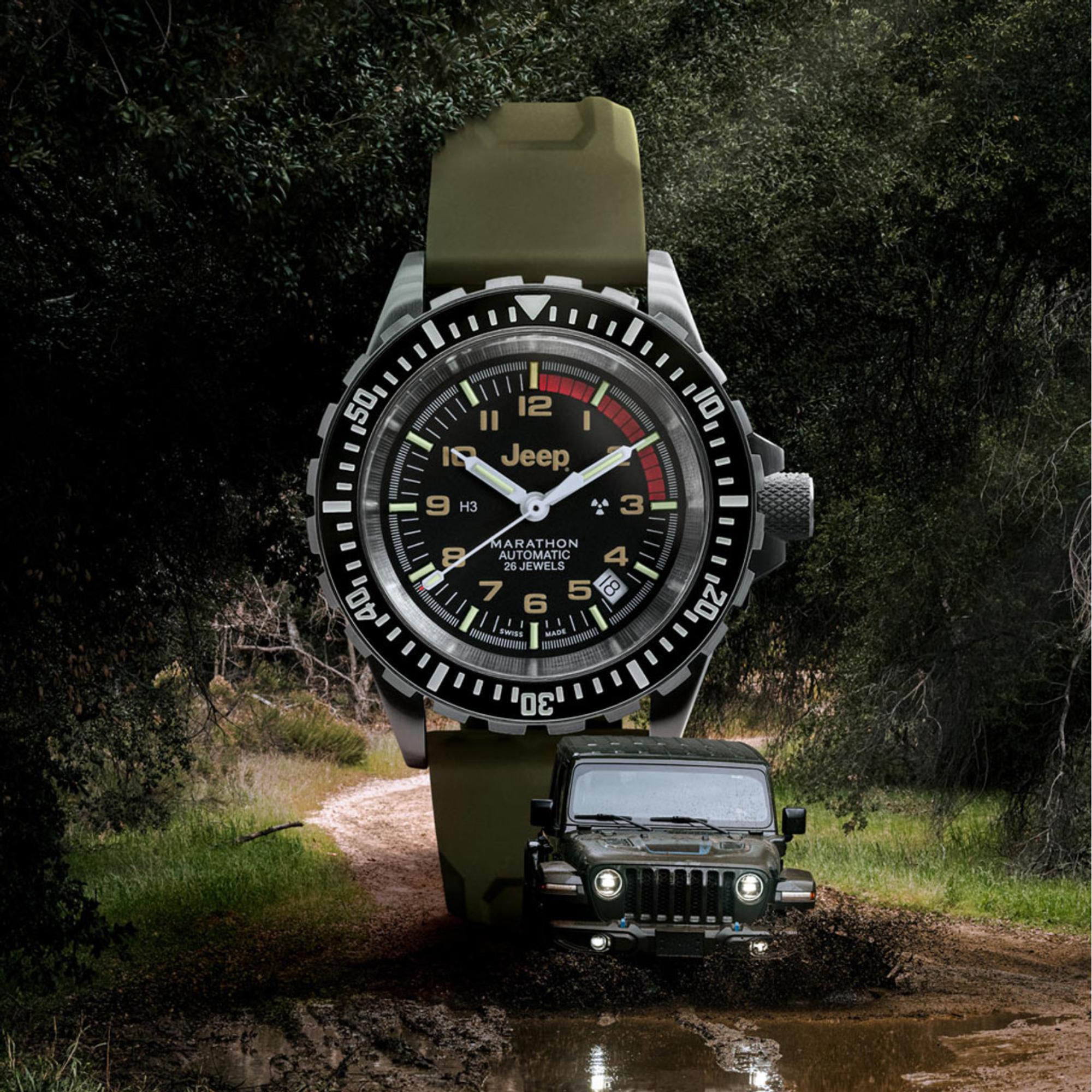 Marathon Jeep® Rubicon Diver's Automatic Stainless Steel Black Dial Men's Watch (GSAR) WW194006SS-4101