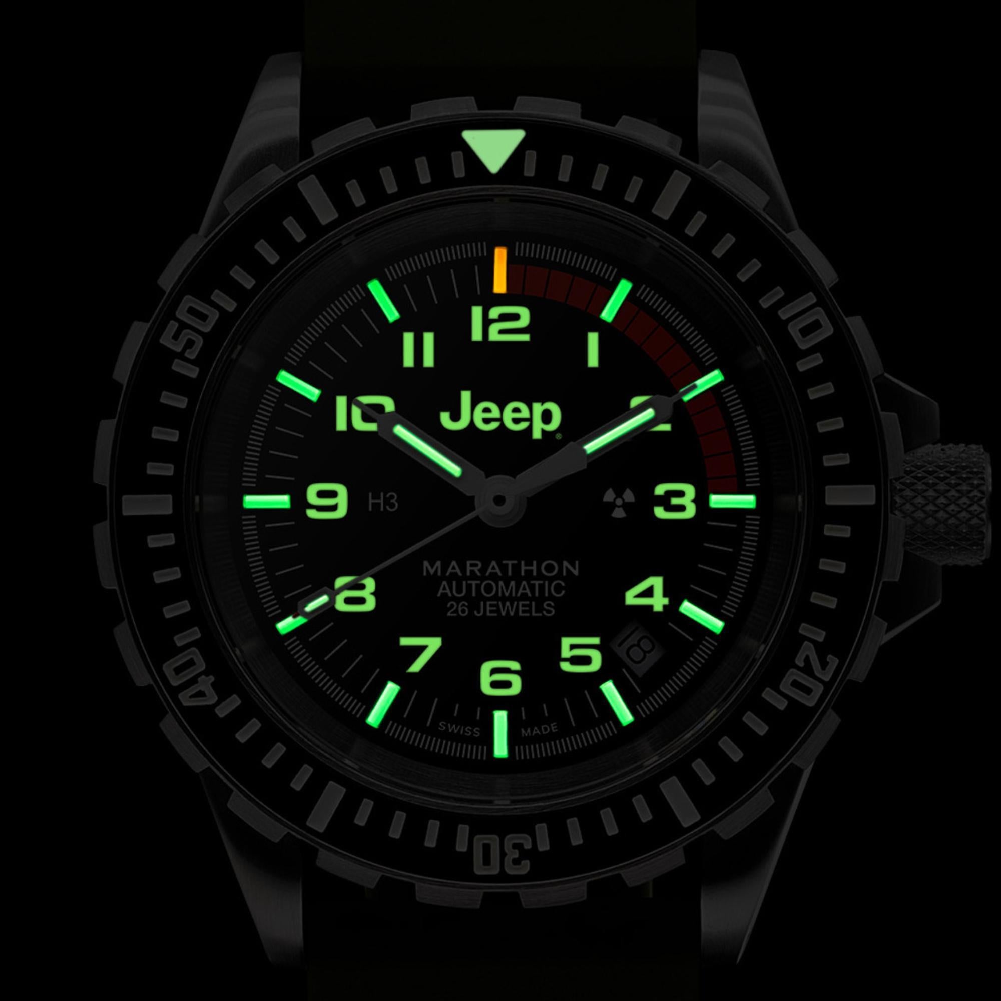 Marathon Jeep® Rubicon Diver's Automatic Stainless Steel Black Dial Men's Watch (GSAR) WW194006SS-4101