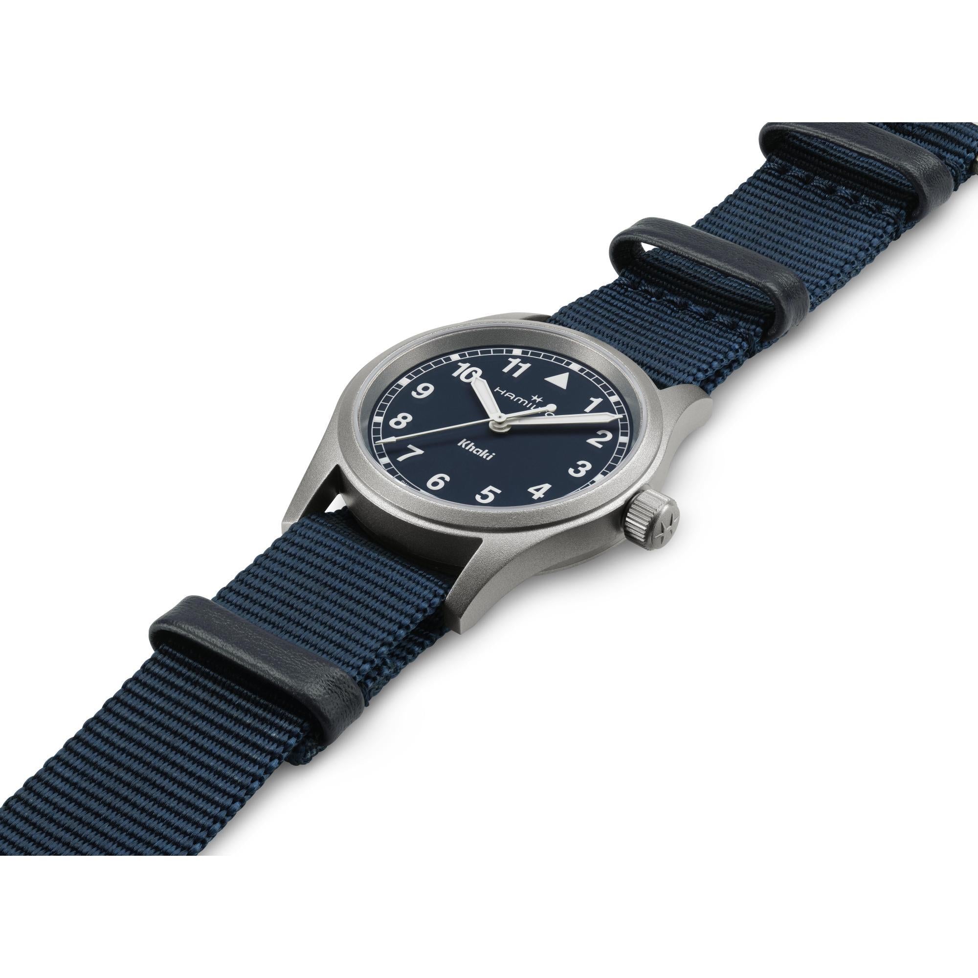 Hamilton Khaki Field Quartz Blue Dial NATO Strap Unisex Watch H69301940