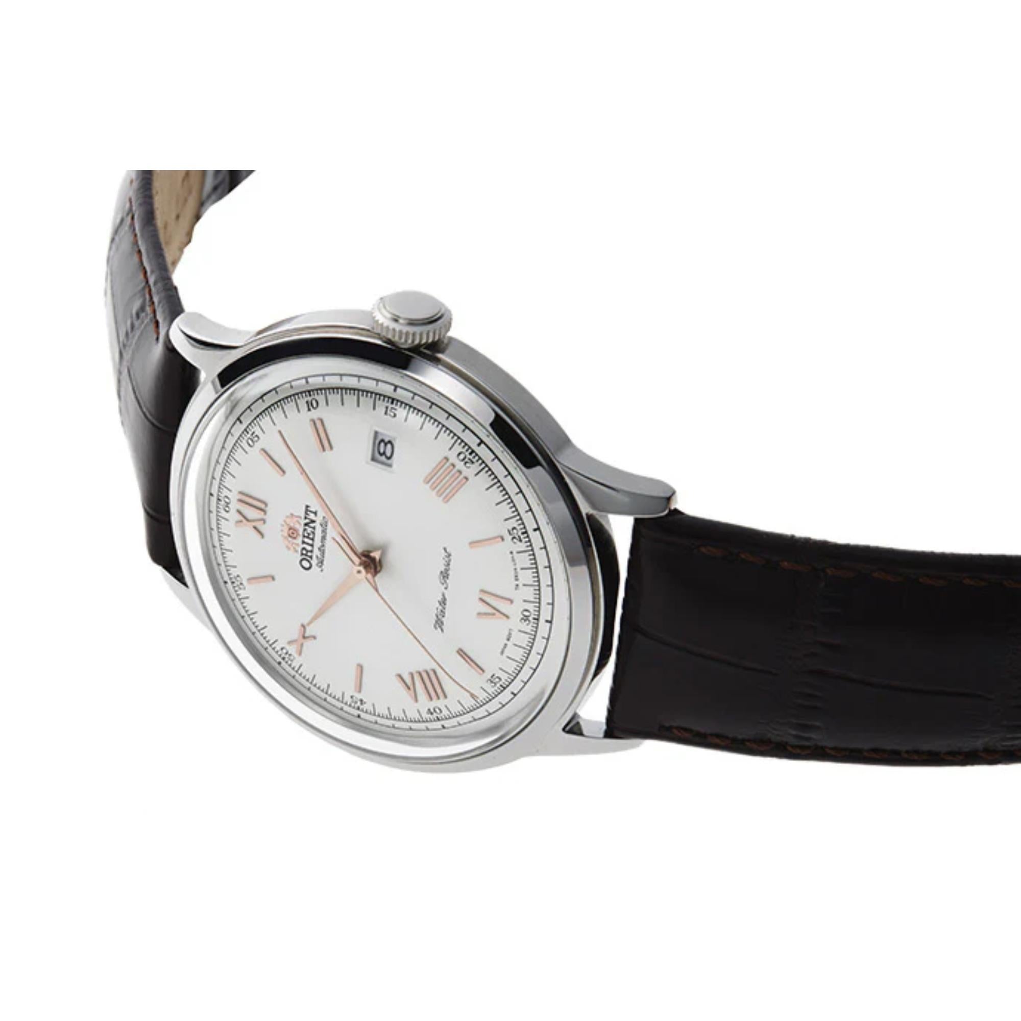 Orient Bambino Classic Vintage Style Version 2 Automatic White Dial Leather Strap Men’s Dress Watch TAC00008W0