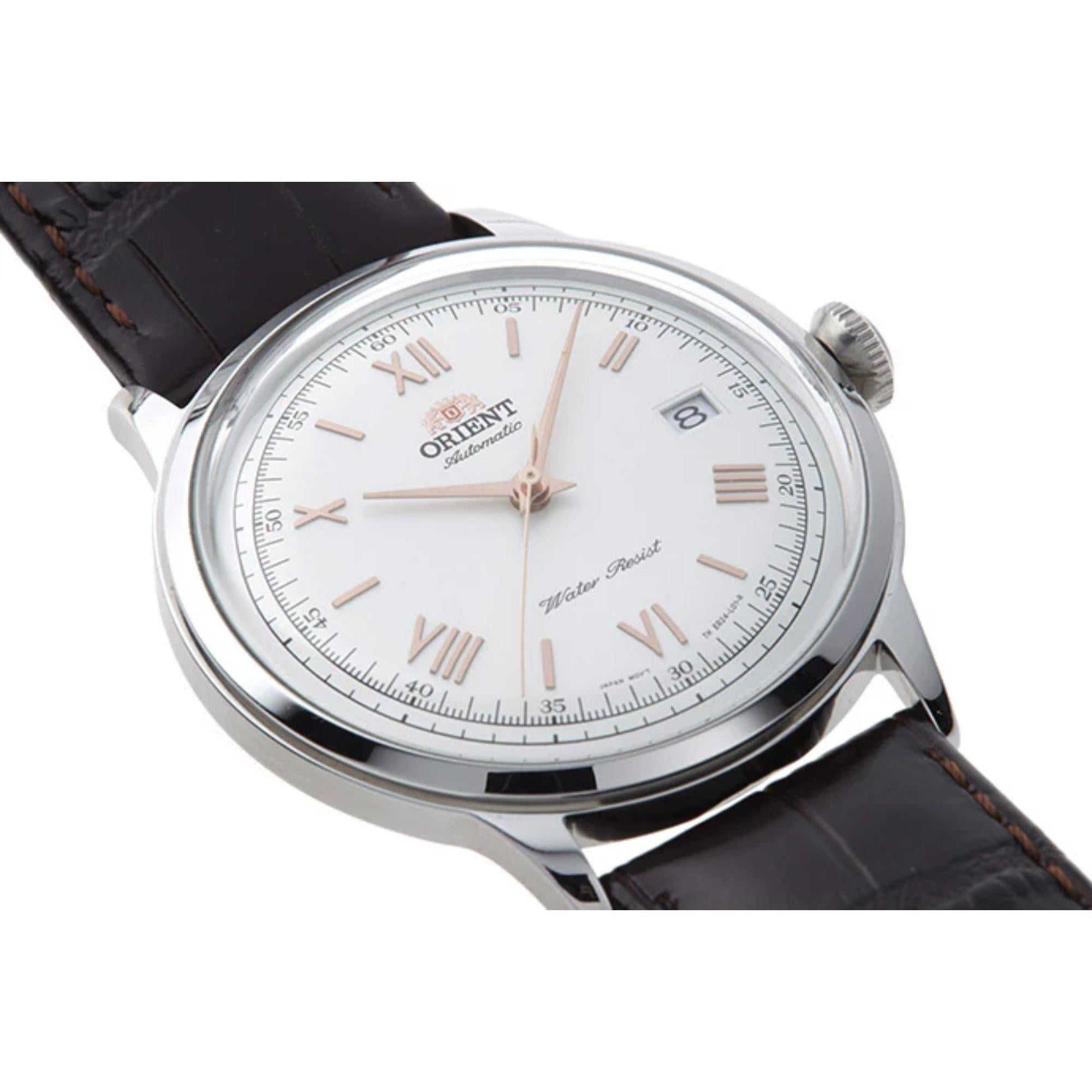 Orient Bambino Classic Vintage Style Version 2 Automatic White Dial Leather Strap Men’s Dress Watch TAC00008W0