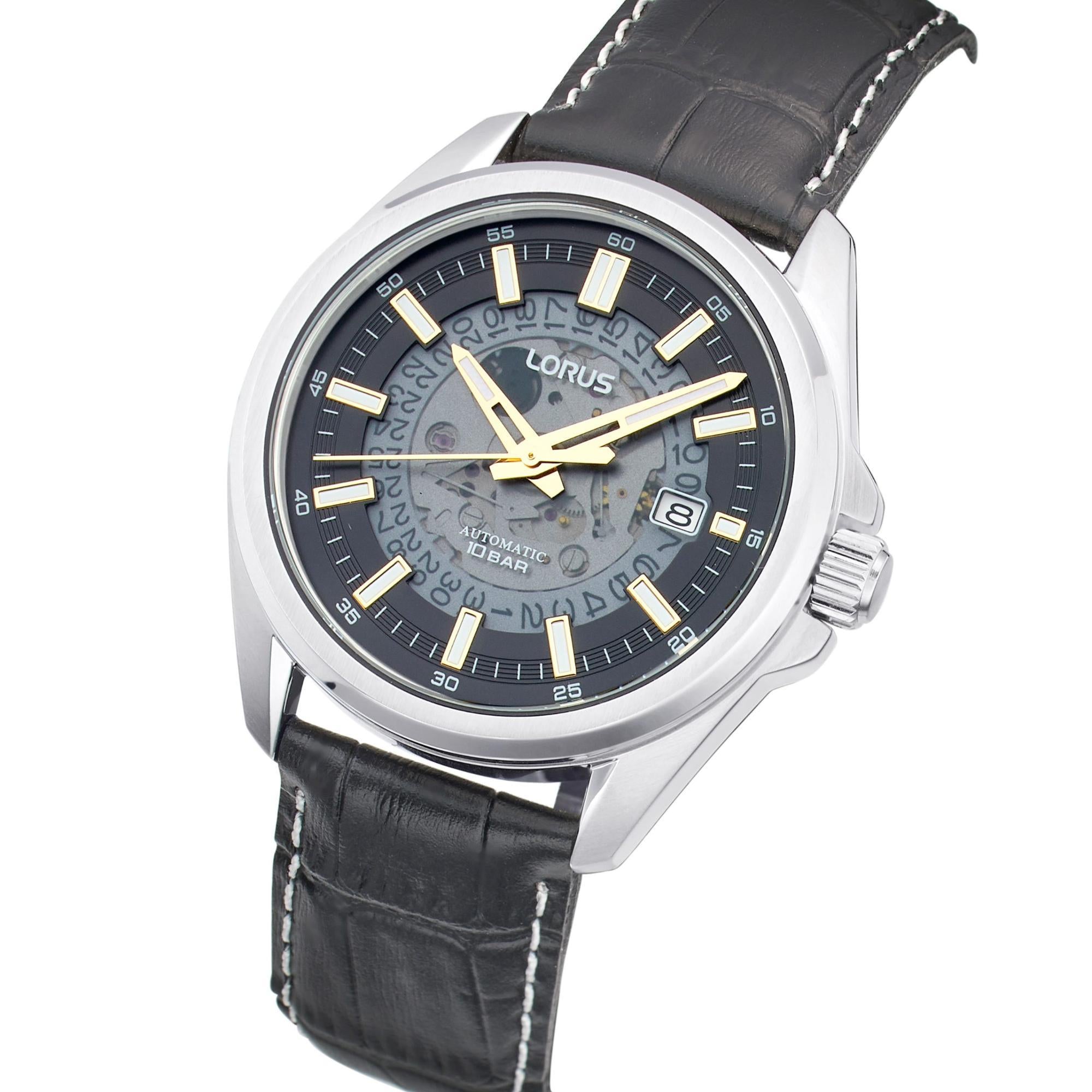 Lorus Automatic Black Dial Gold Hands Stainless Steel Strap Men’s Watch RU411AX9