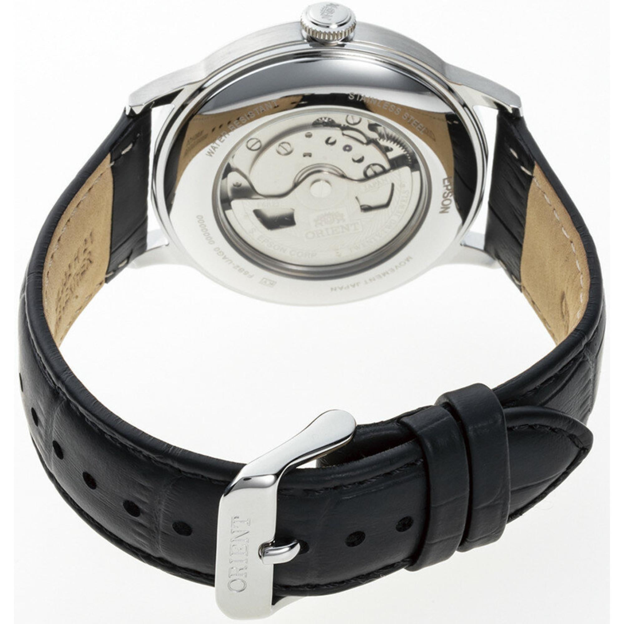 Orient Bambino Version 8 Classic Vintage Style Automatic White Dial Leather Strap Men’s Dress Watch RA-AK0701S30B