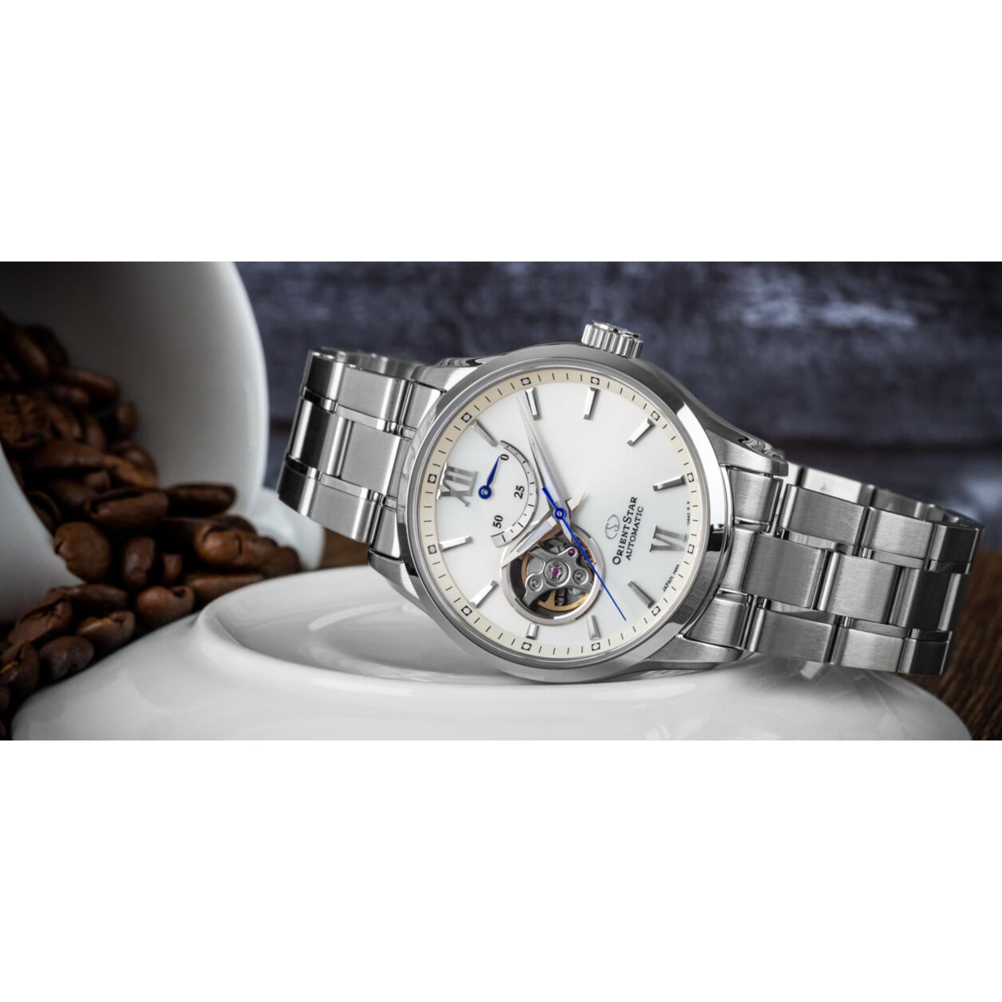 Orient Star Open Heart Automatic White Dial Men’s Watch RE-AT0003S00B
