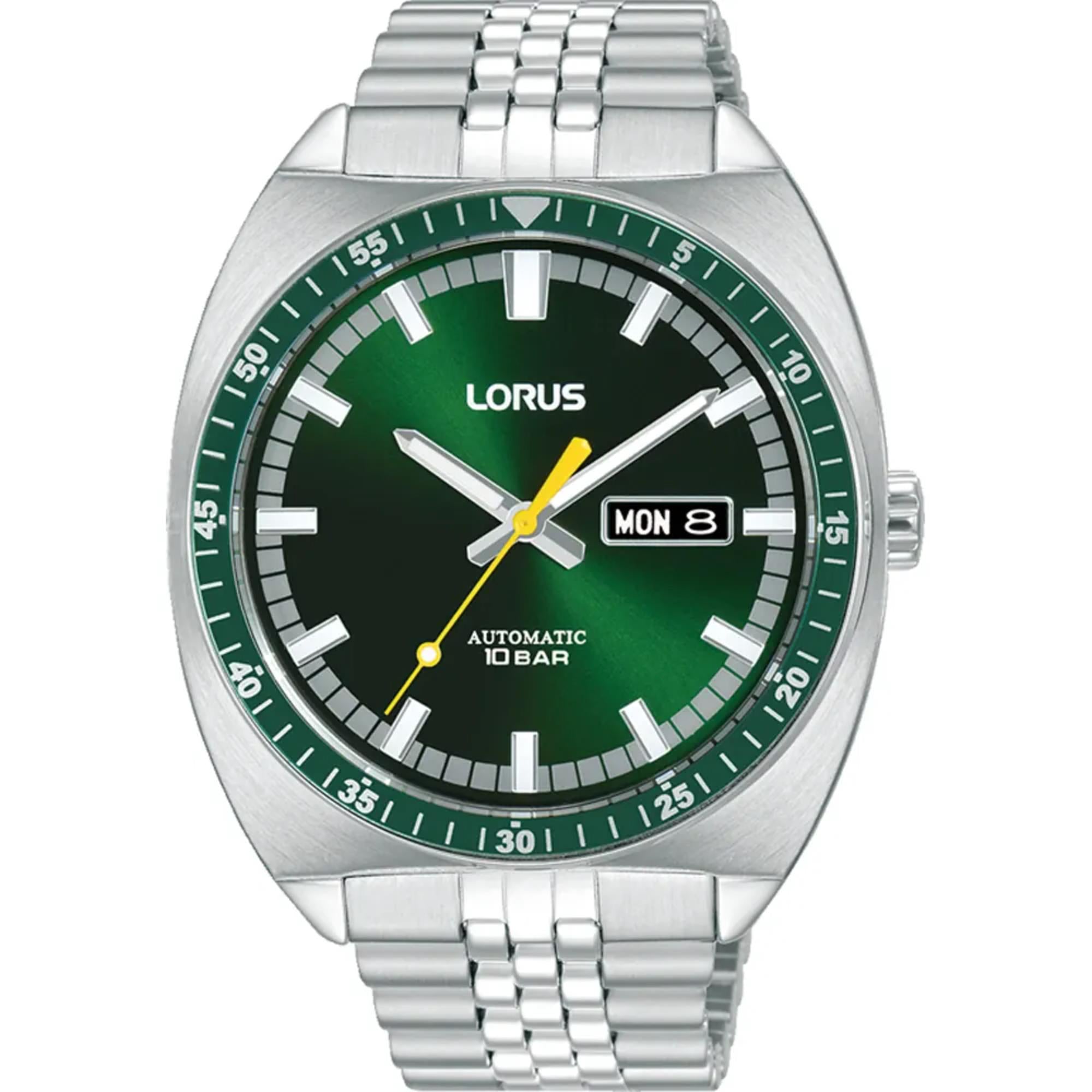 Lorus Sports Automatic Green Sunray Dial Stainless Steel Men’s Watch RL443BX9