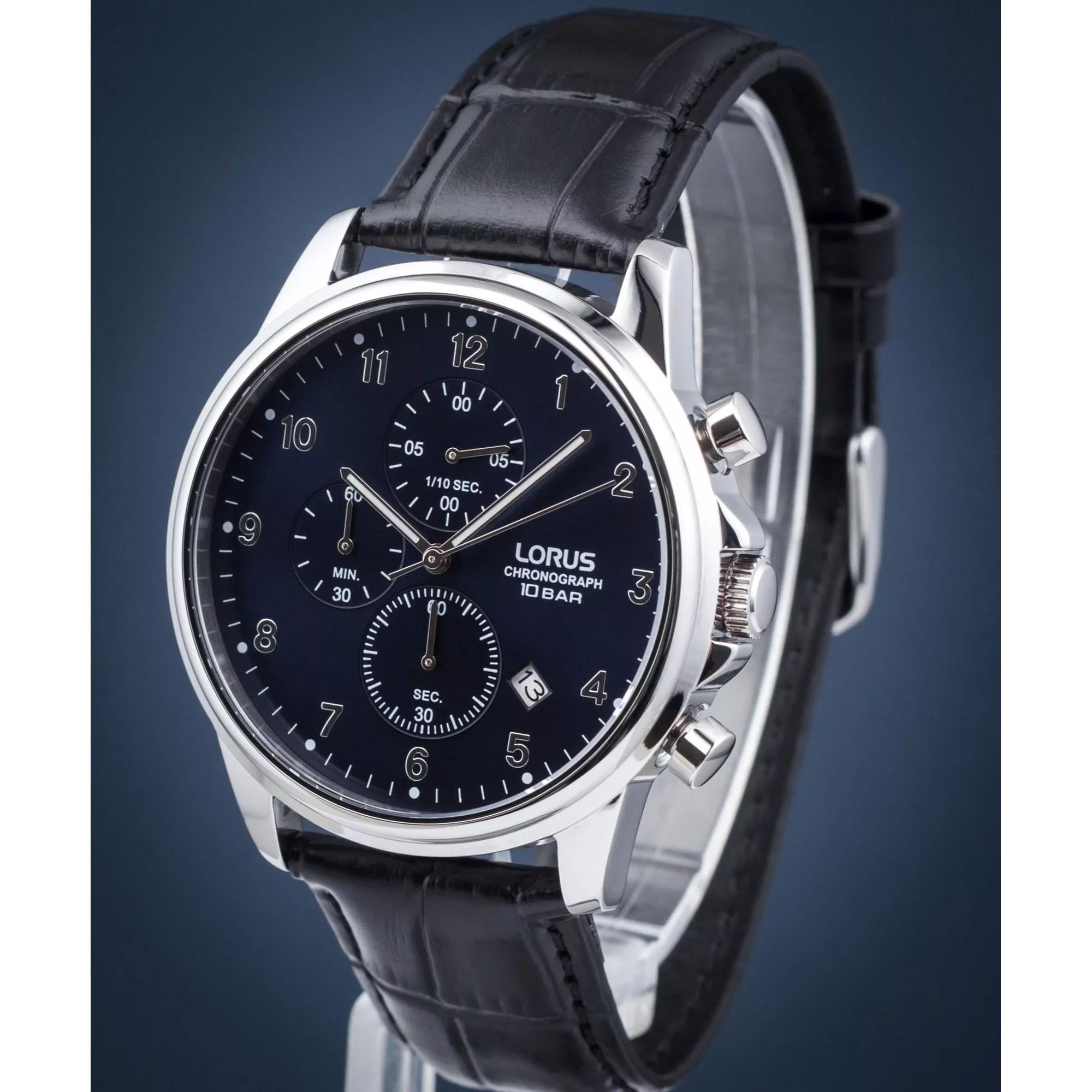 Lorus Dress Chronograph Dark Blue Sunray Dial Men's Watch RM341JX9