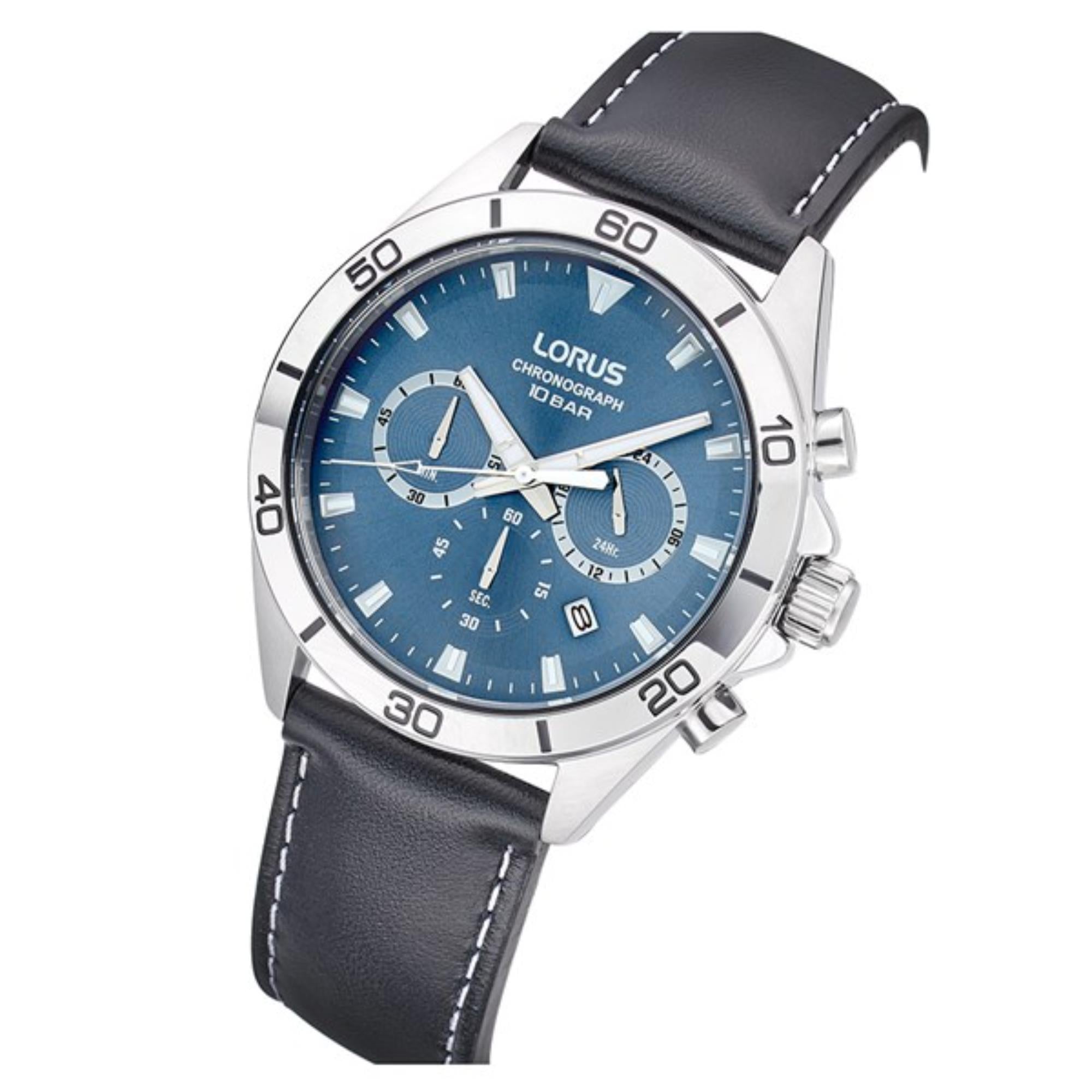 Lorus Sports Chronograph Greyish Blue Sunray Dial Men's Watch RT341KX9