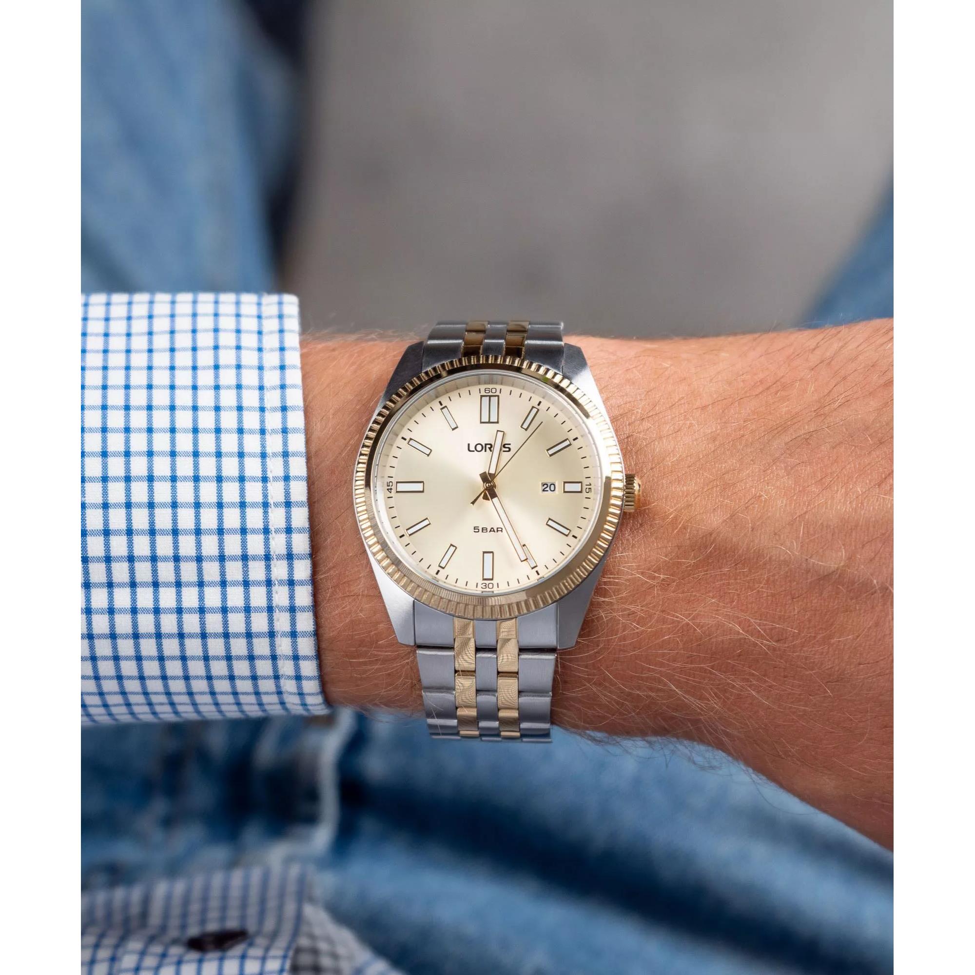 Lorus Quartz Gents Two-Tone Gold Dial Men's Watch RH972QX9