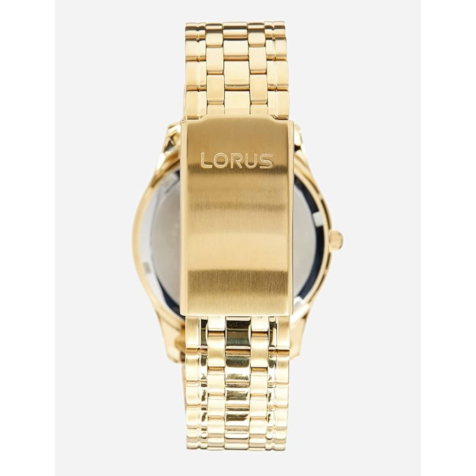 Lorus Classic Black Sunray Dial Gold PVD Stainless Steel Men's Watch RXN76DX9
