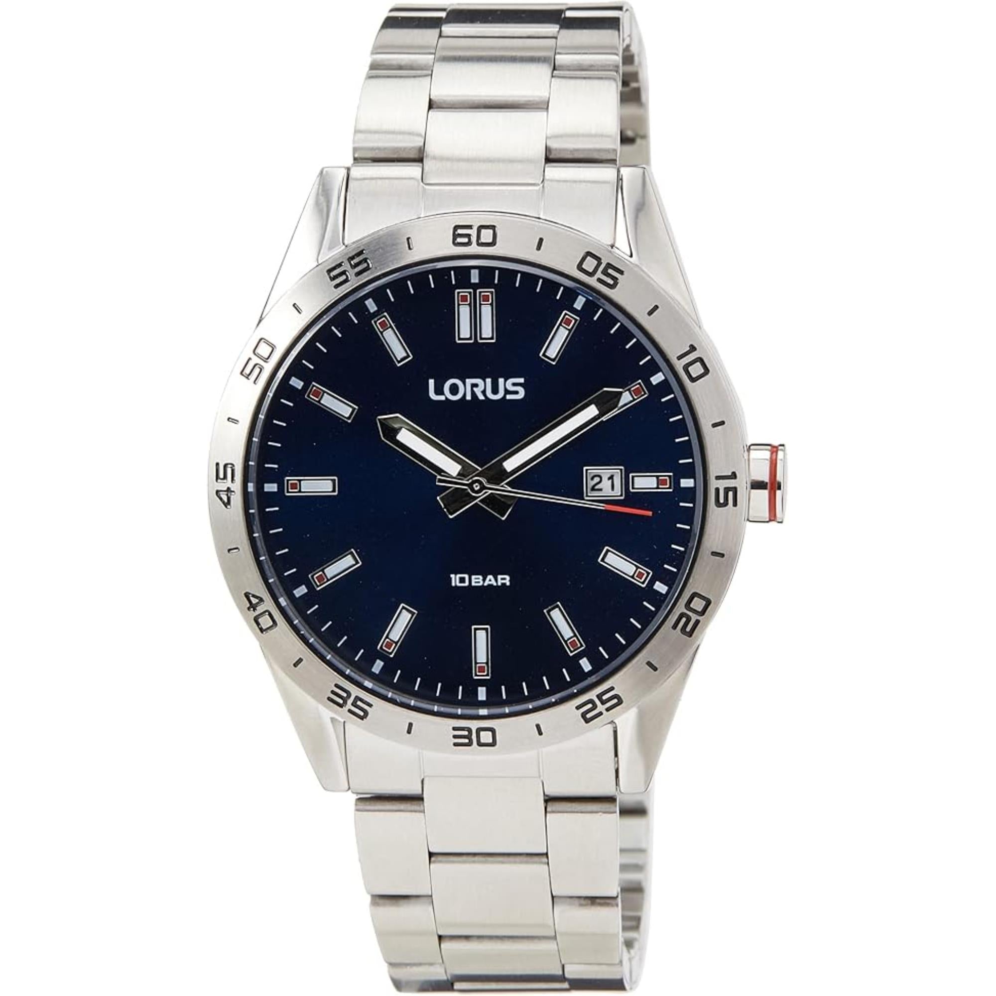 Lorus Sports Quartz Blue Sunray Dial Stainless Steel Men's Watch RH961NX9