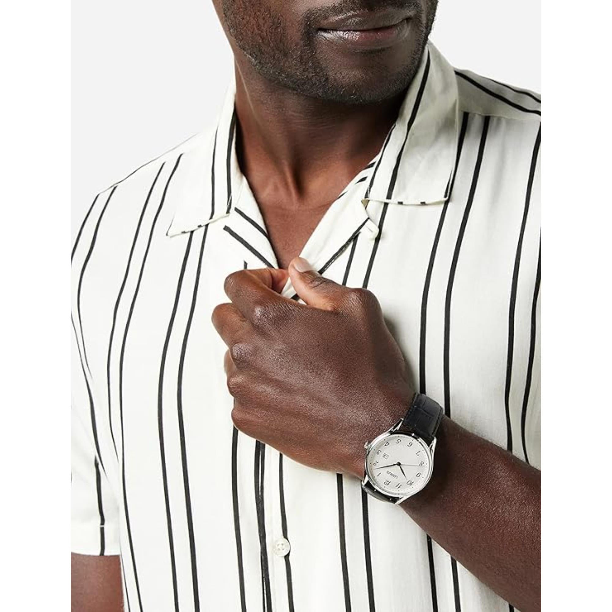 Lorus Classic Date Men's Watch with White Sunray Dial and Black Leather Strap RH913PX9 (42.2mm)