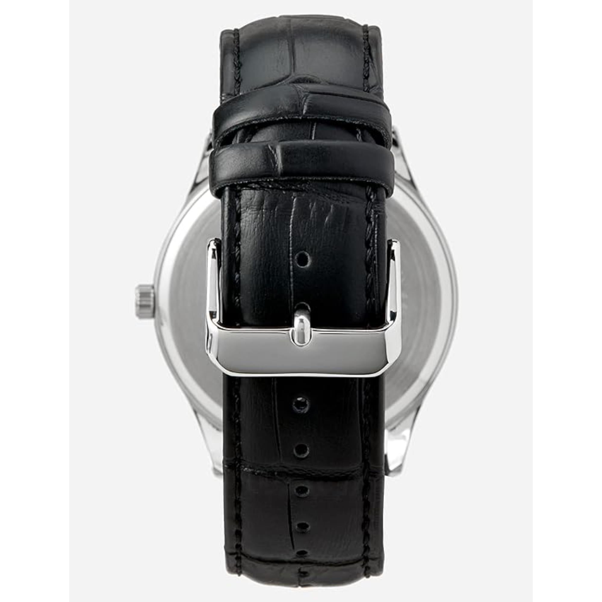 Lorus Classic Date Men's Watch with White Sunray Dial and Black Leather Strap RH913PX9 (42.2mm)