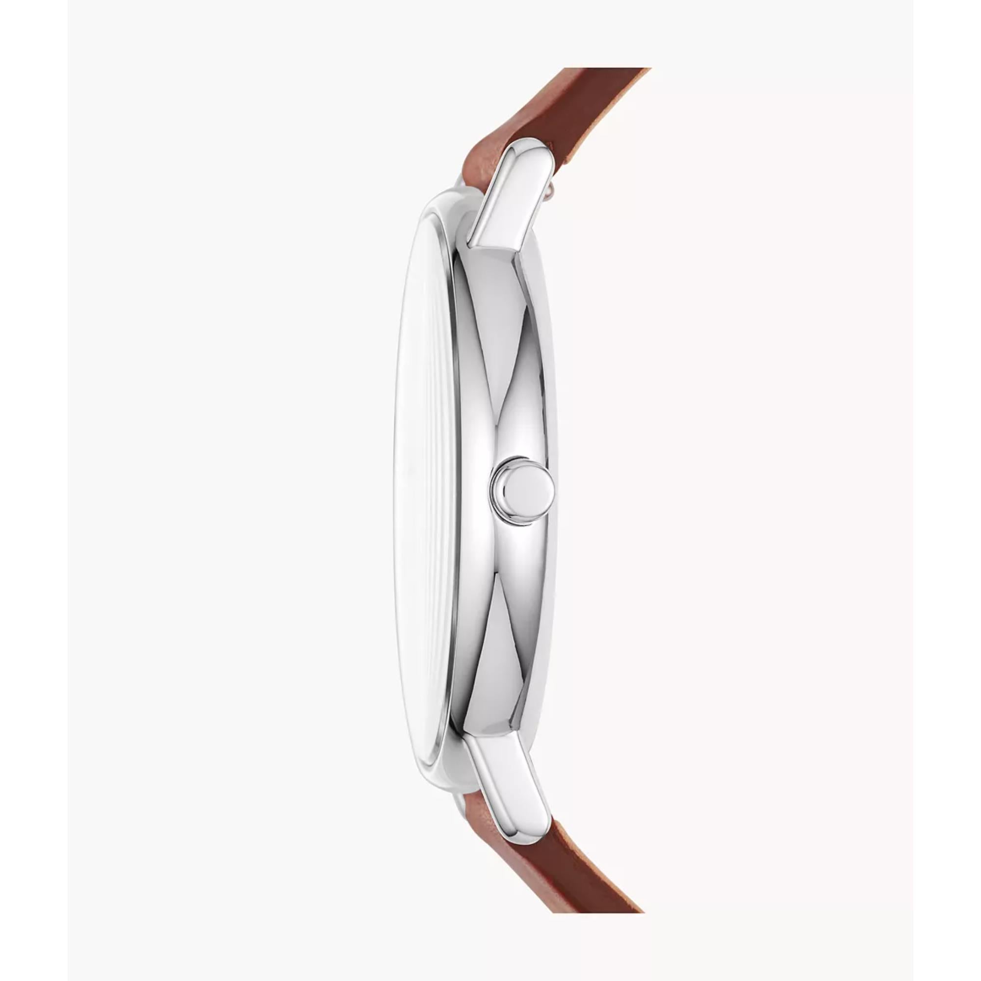 Skagen Signatur Medium Brown Leather Strap Deep Ocean Dial Men’s Watch SKW6355
