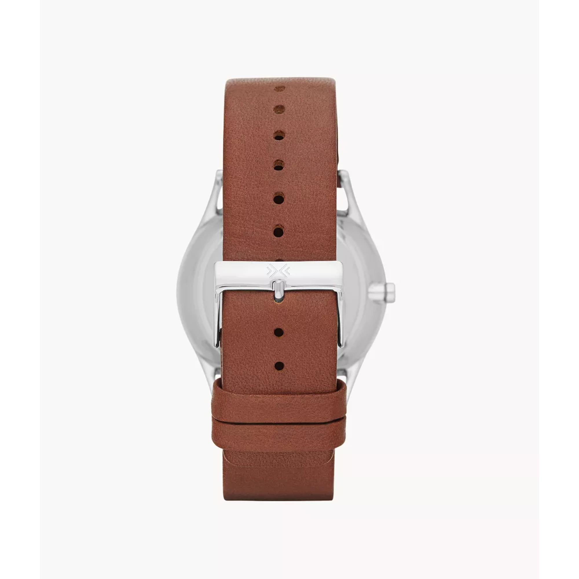 Skagen Holst Multifunction Medium Brown Leather Strap Grey Dial Men’s Watch SKW6086