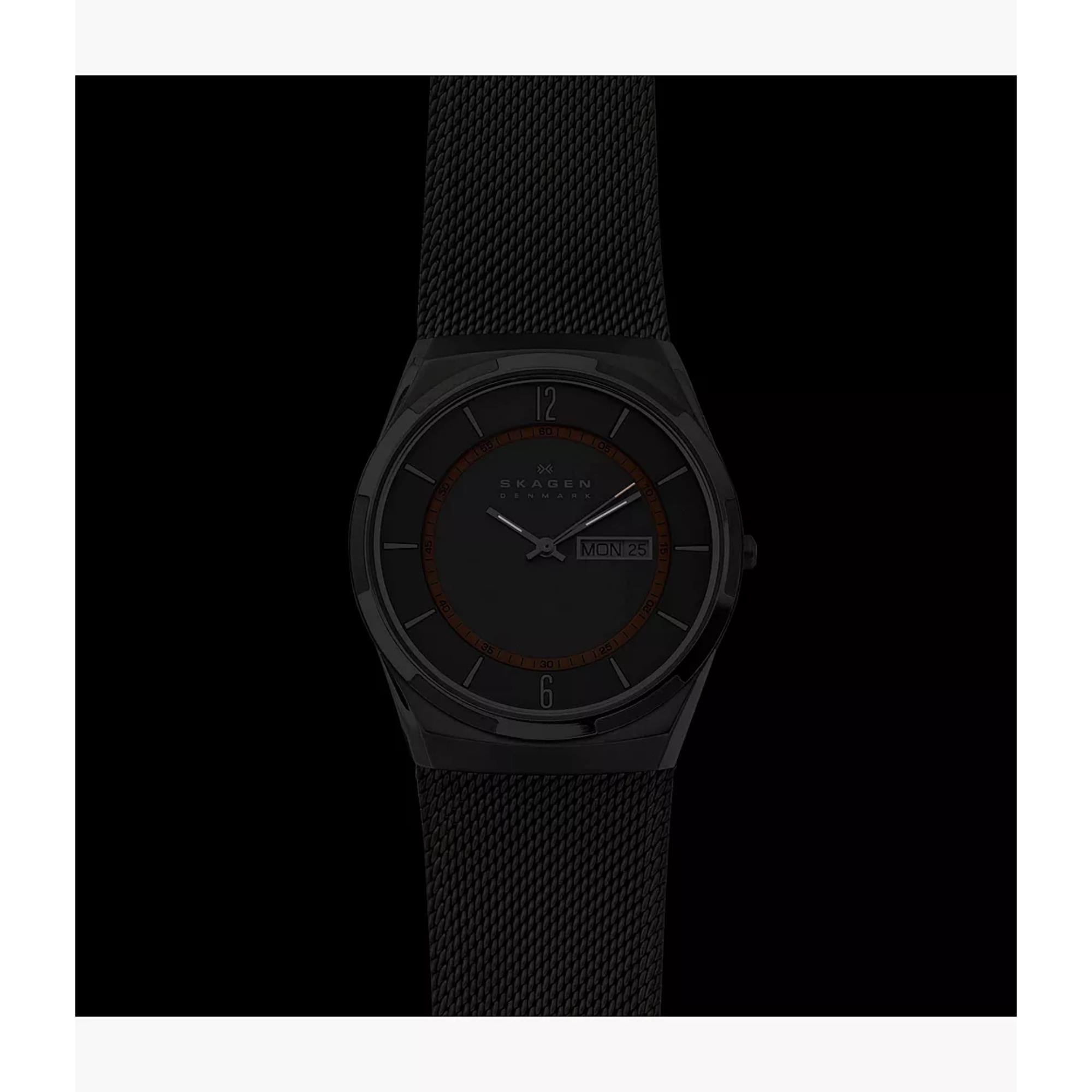Skagen Melbye Titanium and Charcoal Steel Mesh Day-Date Men’s Watch SKW6007