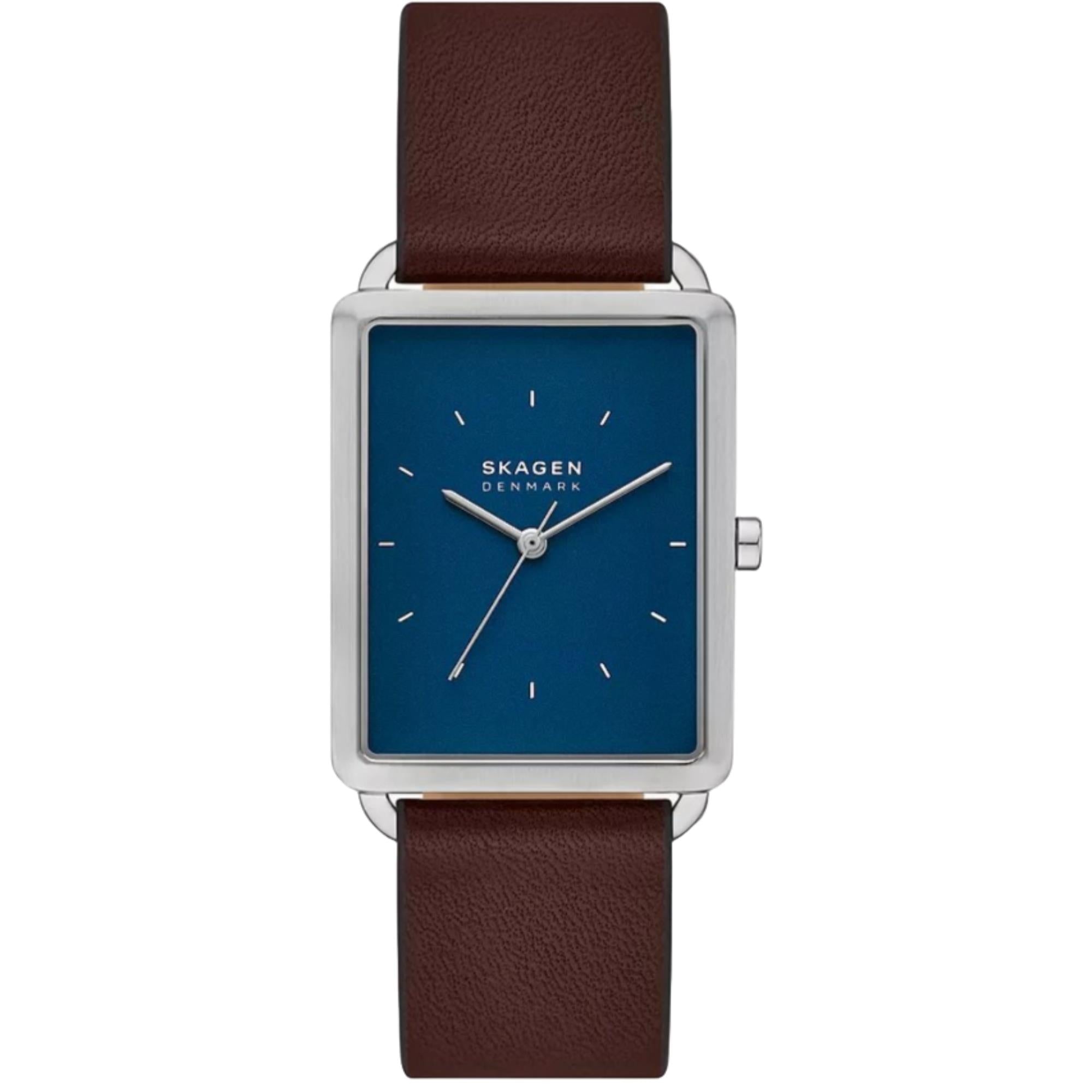Skagen Hagen Brown Leather Strap Blue Dial Men’s Watch SKW6930