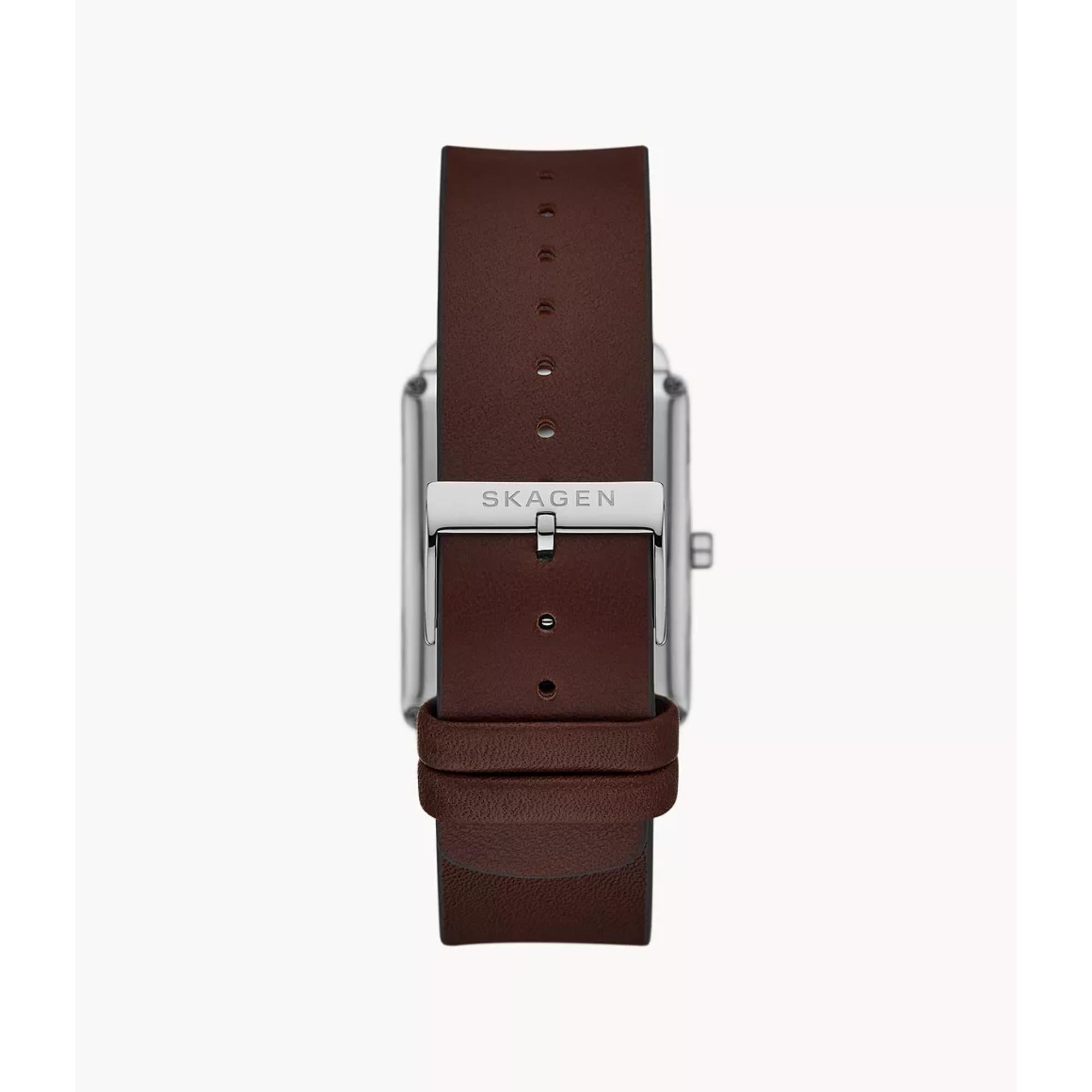 Skagen Hagen Brown Leather Strap Blue Dial Men’s Watch SKW6930