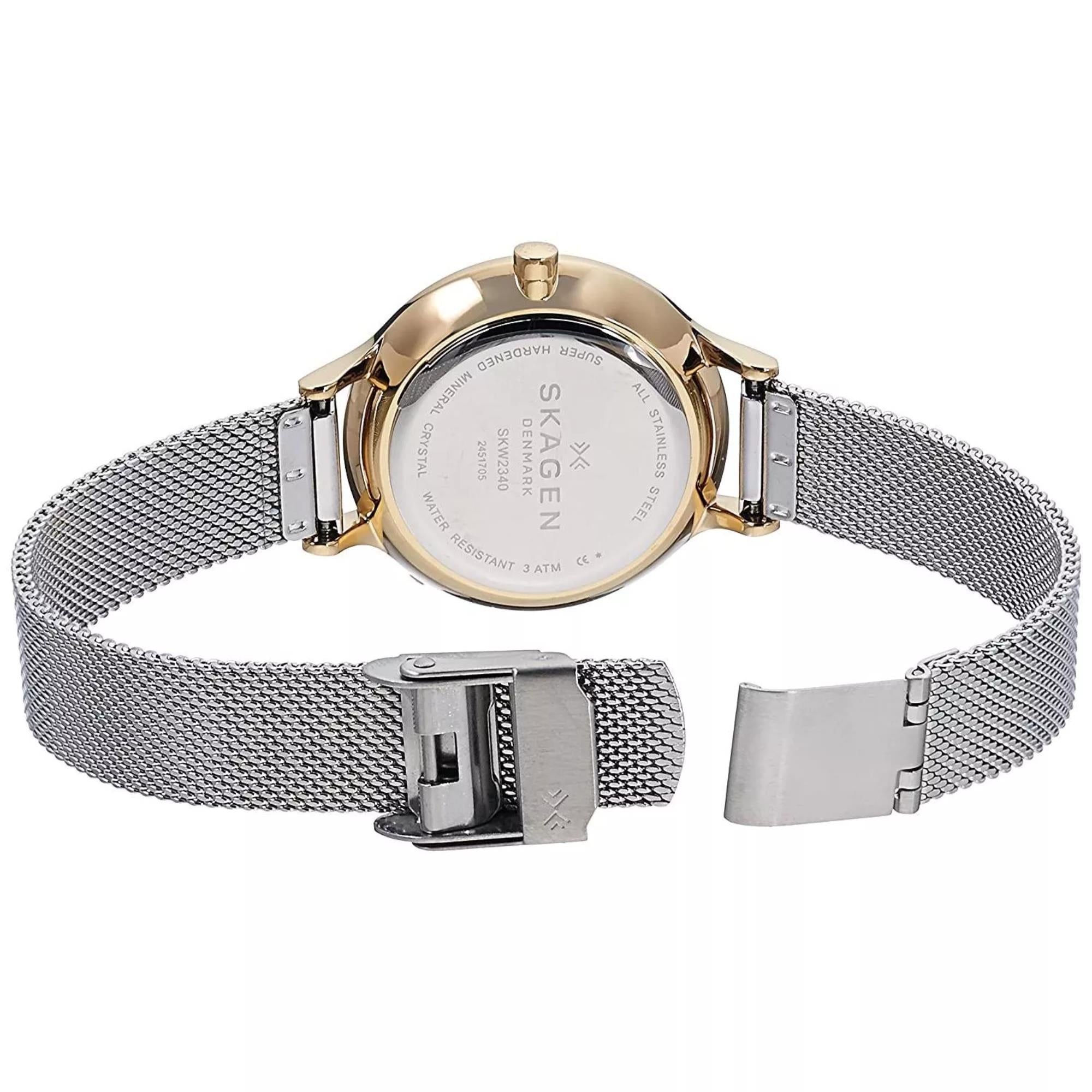 Skagen Anita Lille Two-Tone Steel Mesh White Silver Women’s Watch SKW2340