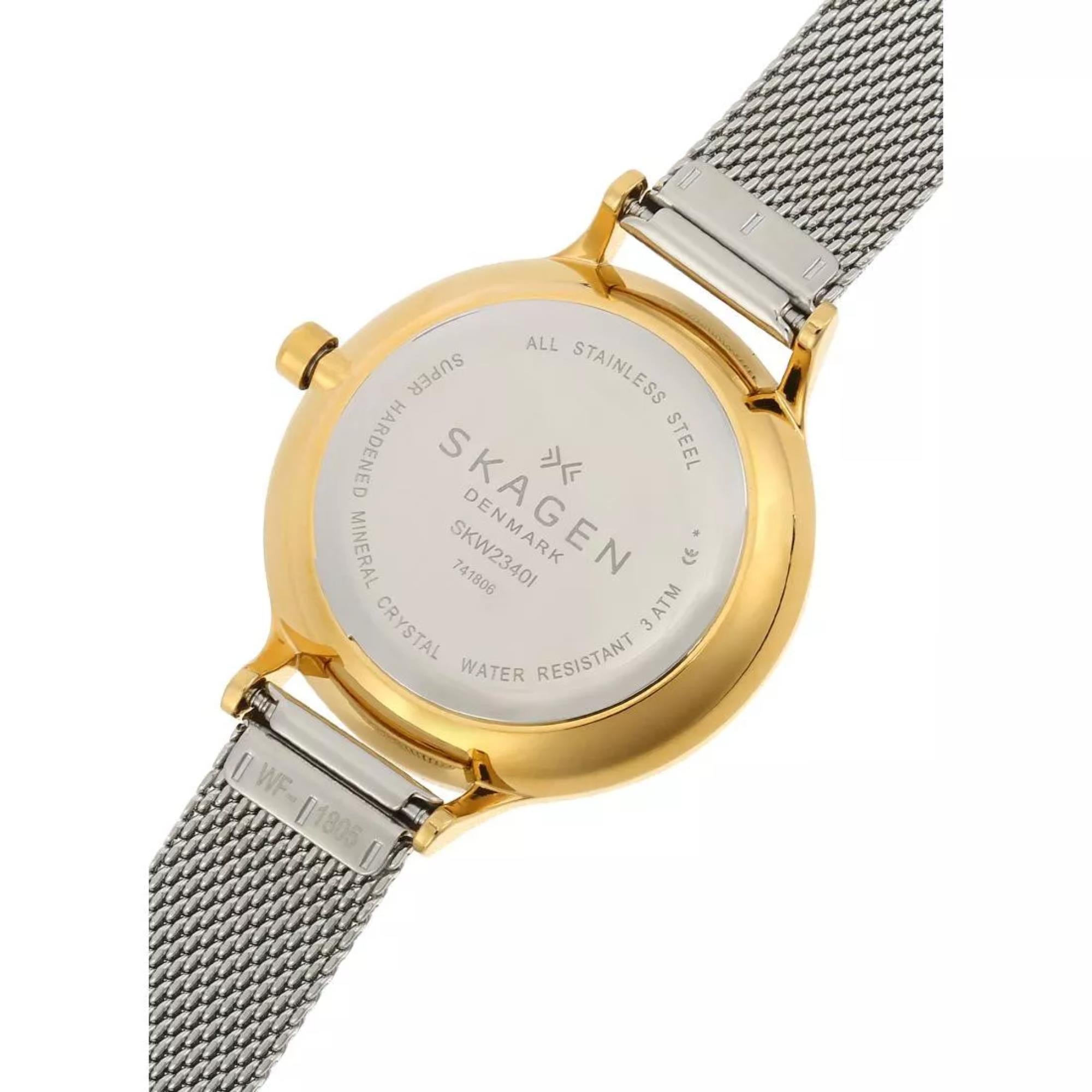 Skagen Anita Lille Two-Tone Steel Mesh White Silver Women’s Watch SKW2340