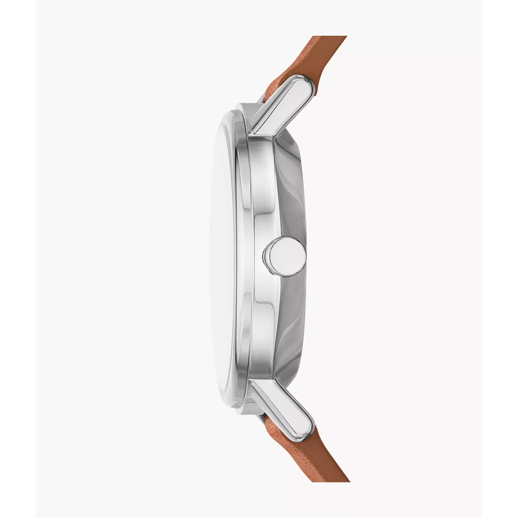 Skagen Kuppel Lille Sub-Second Brown Leather White Dial Women’s Watch SKW3103