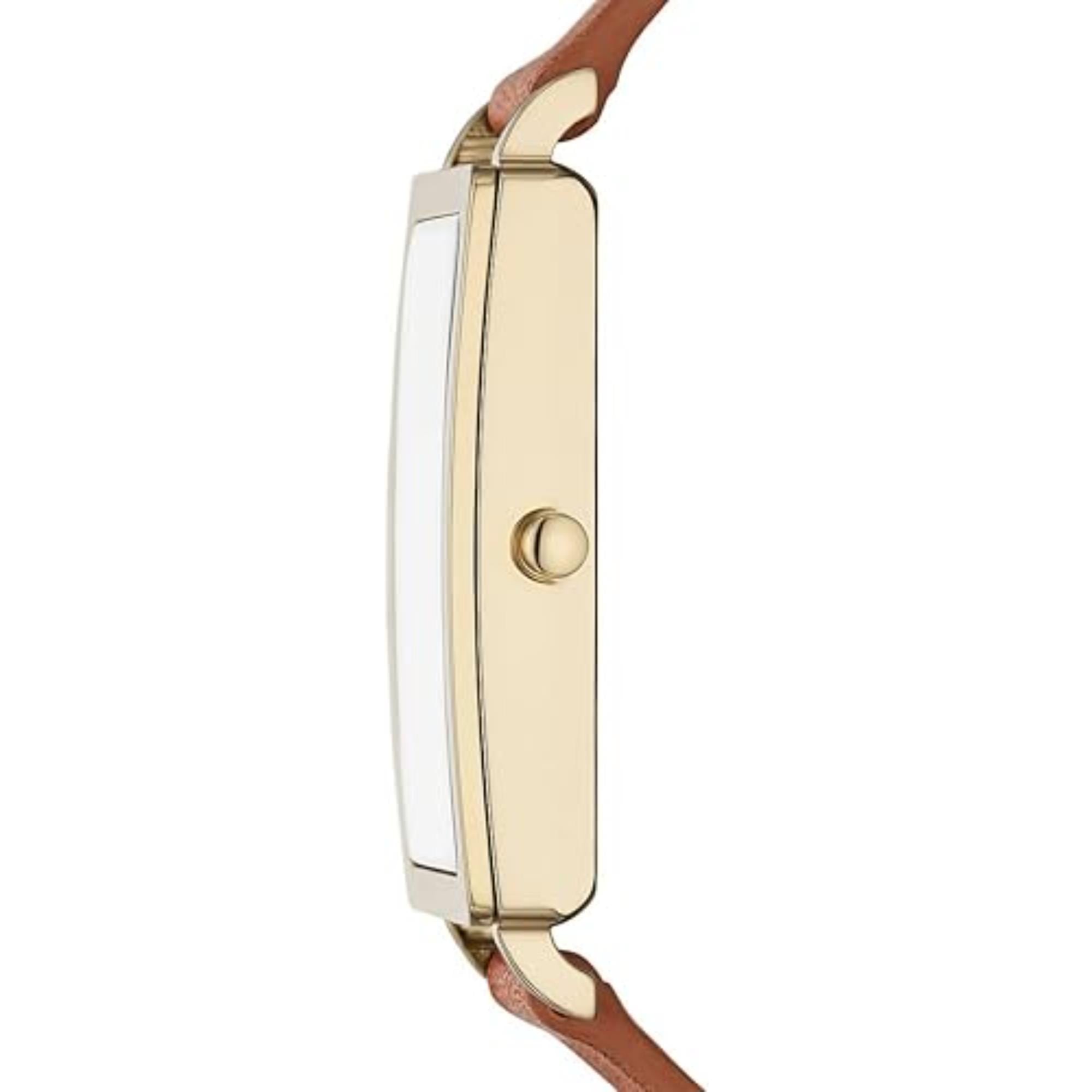 Skagen Hagen Lille Three-Hand Brown Leather Tank Watch SKW3097