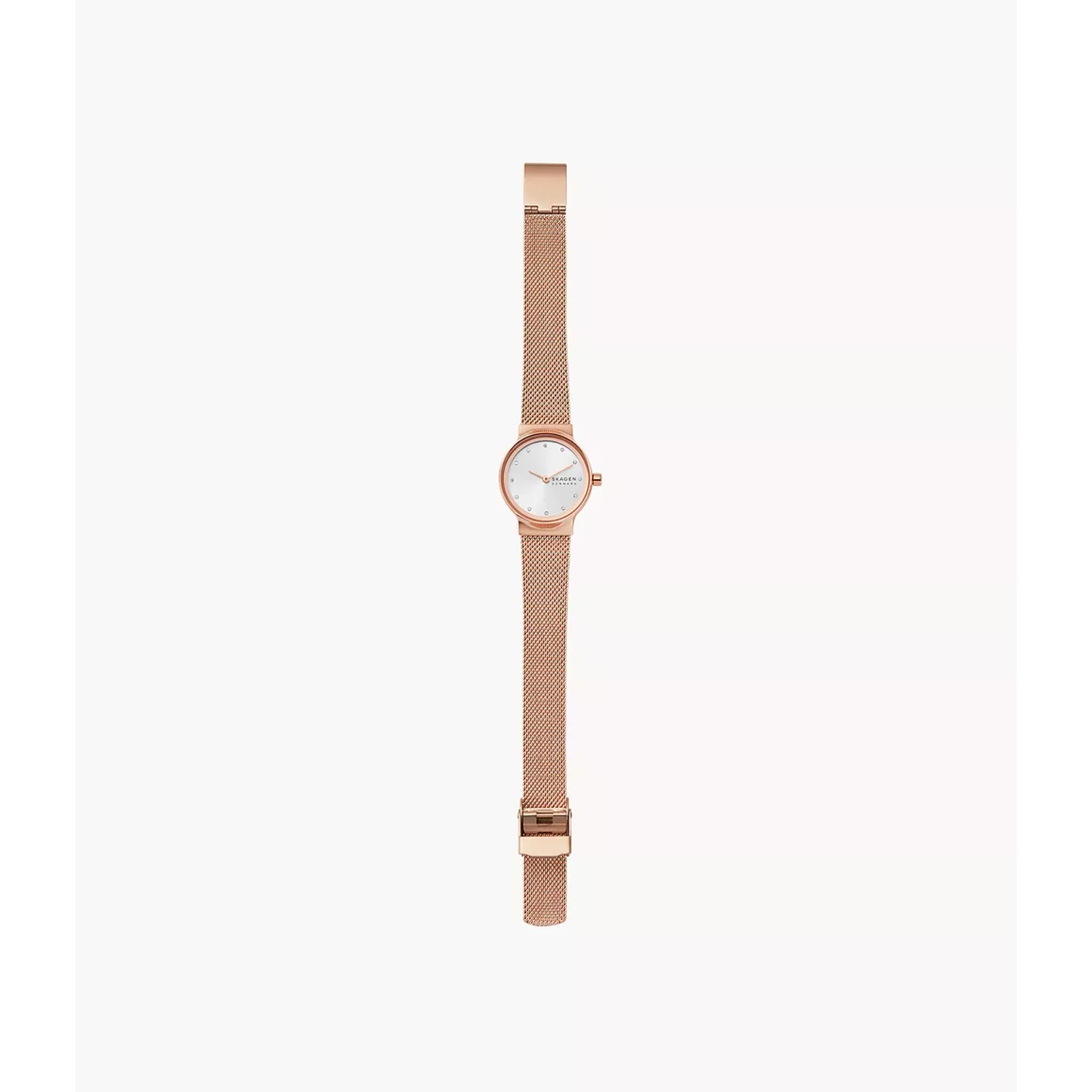 Skagen Freja Lille Rose Gold-Tone Steel Mesh White Silver Dial Women’s Watch SKW2665