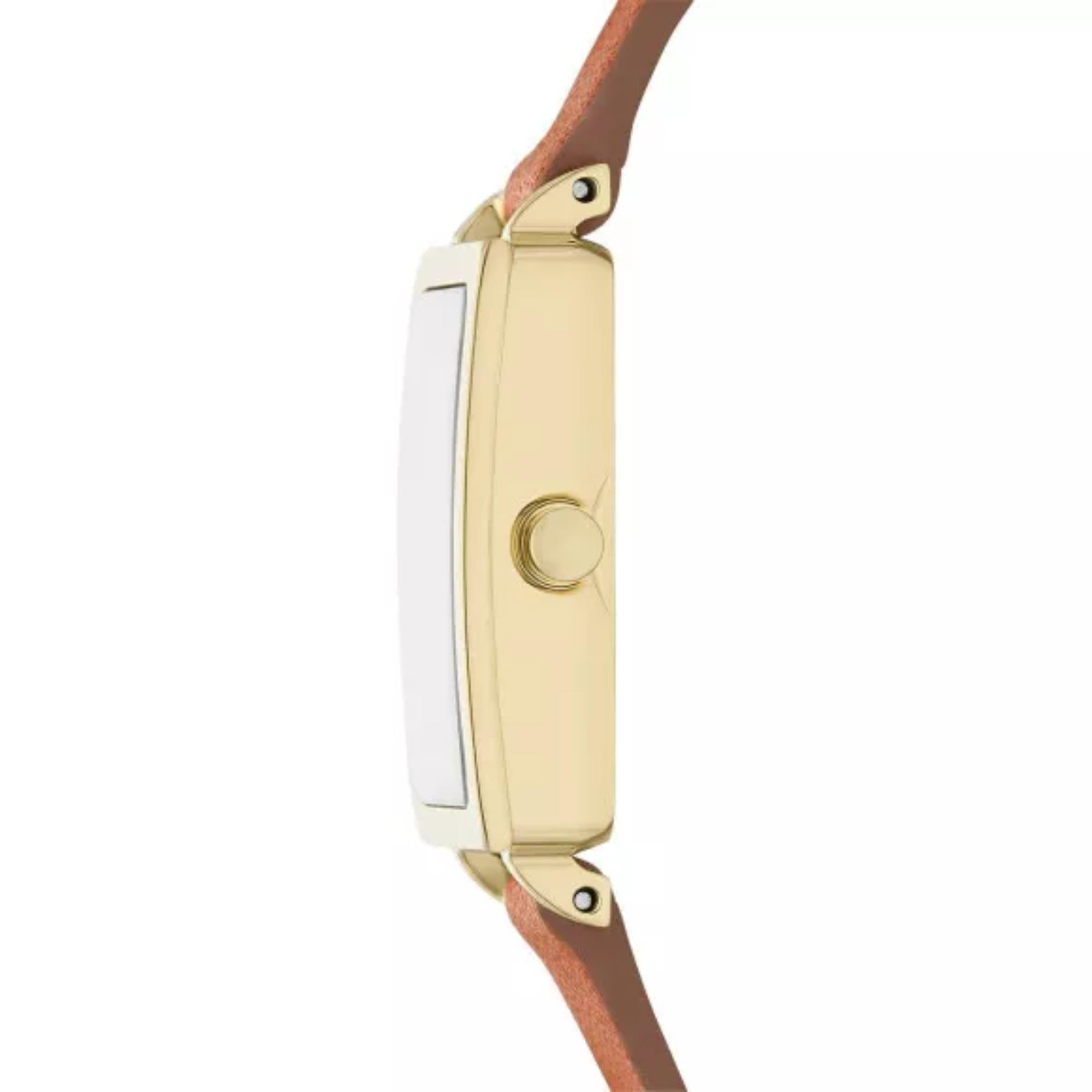 Skagen Hagen Micro White Rectangular Dial Brown Leather Strap Women's Watch SKW3149