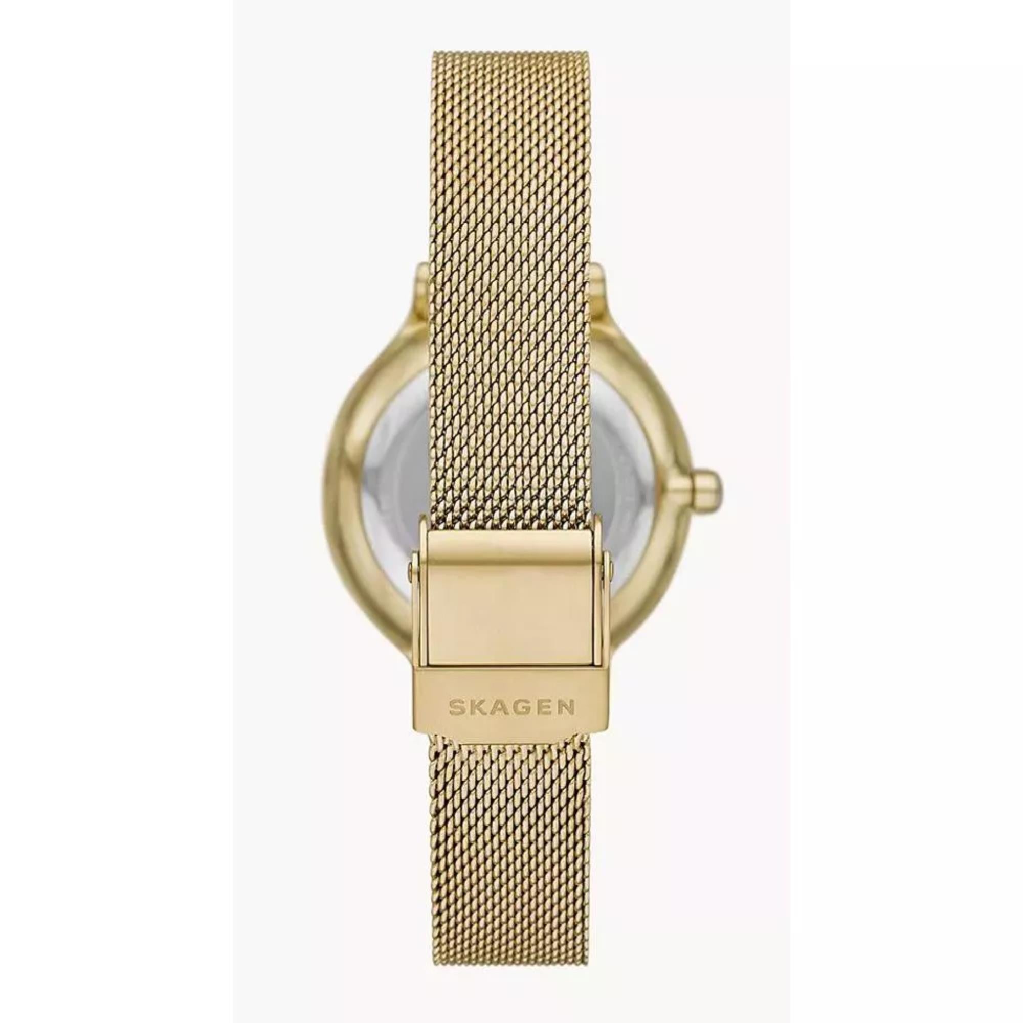Skagen Anita Lille Gold Stainless Steel Mesh Green Dial Women's Watch SKW3145