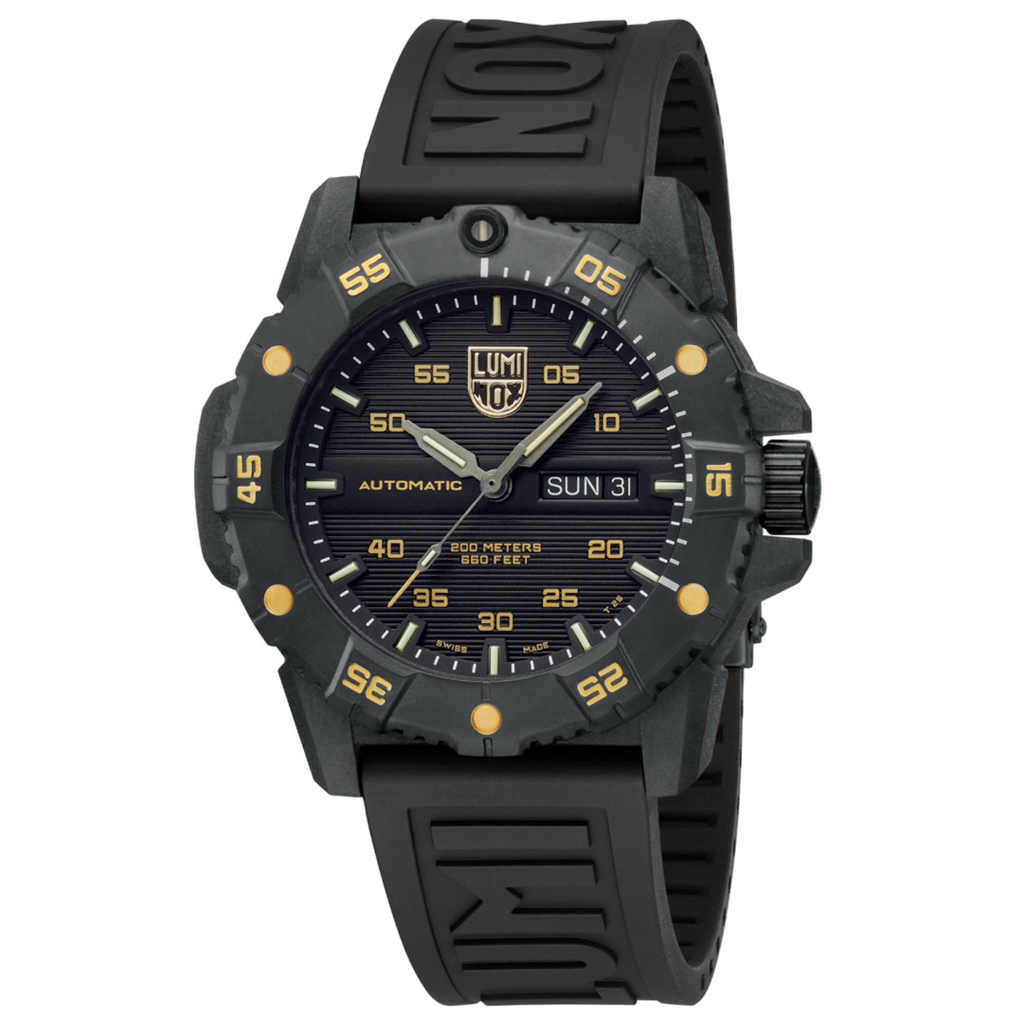 Luminox Master Carbon Seal Automatic Gold Accent Black Dial Men’s Watch XS.3865.GOLD